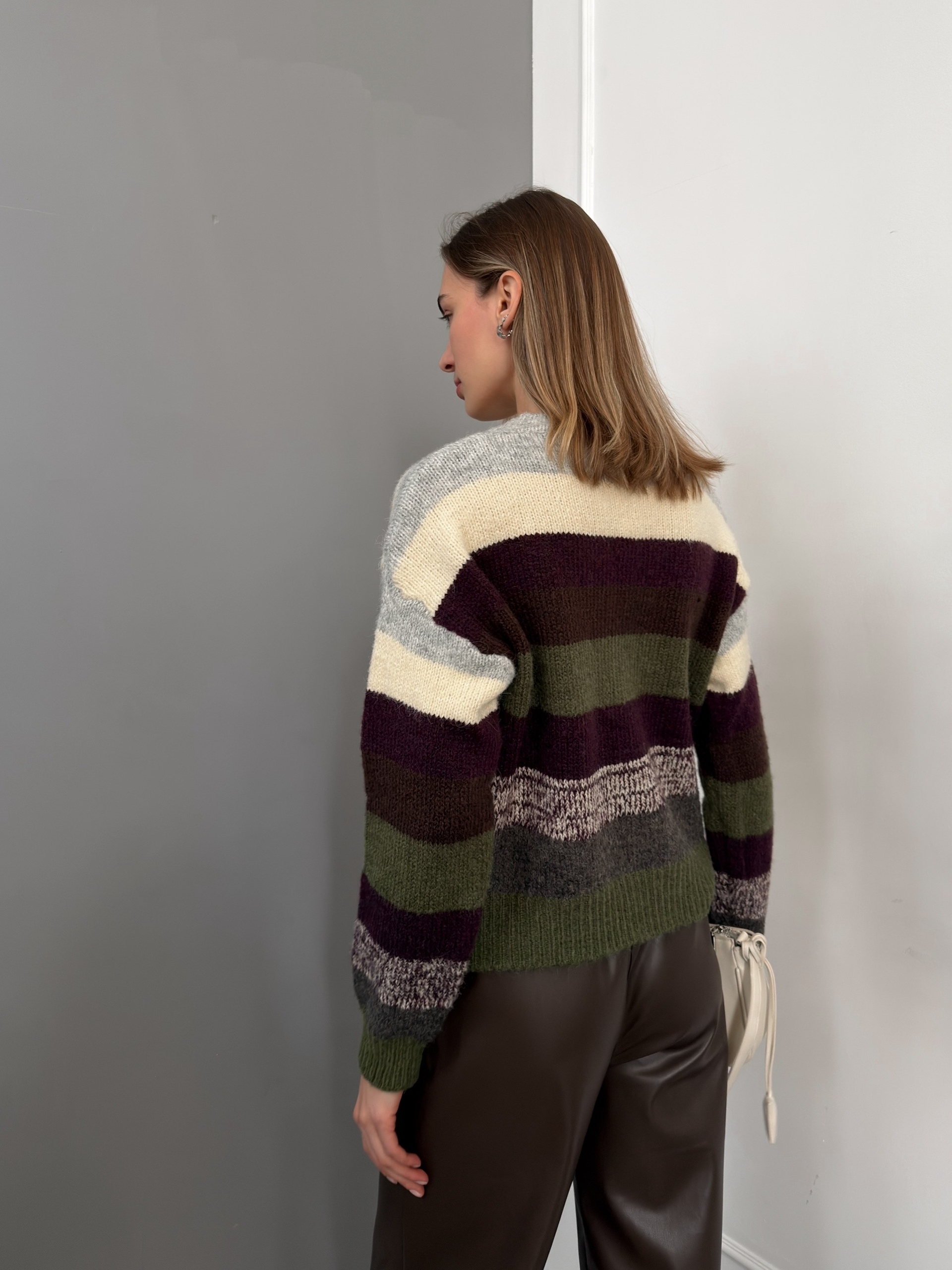 Джемпер полоска объемная вязка