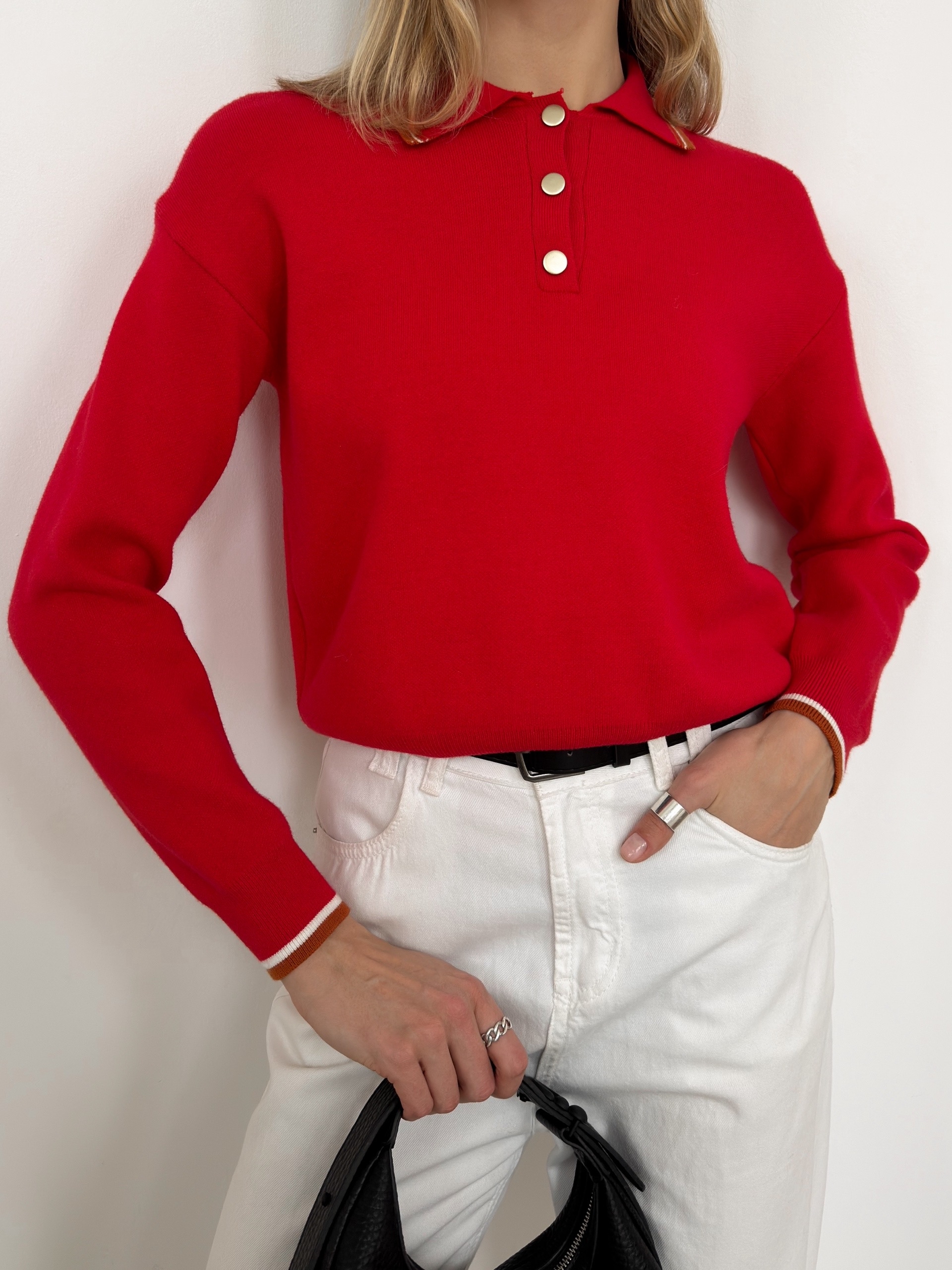 Джемпер Korea S2628 поло золотые пуговки