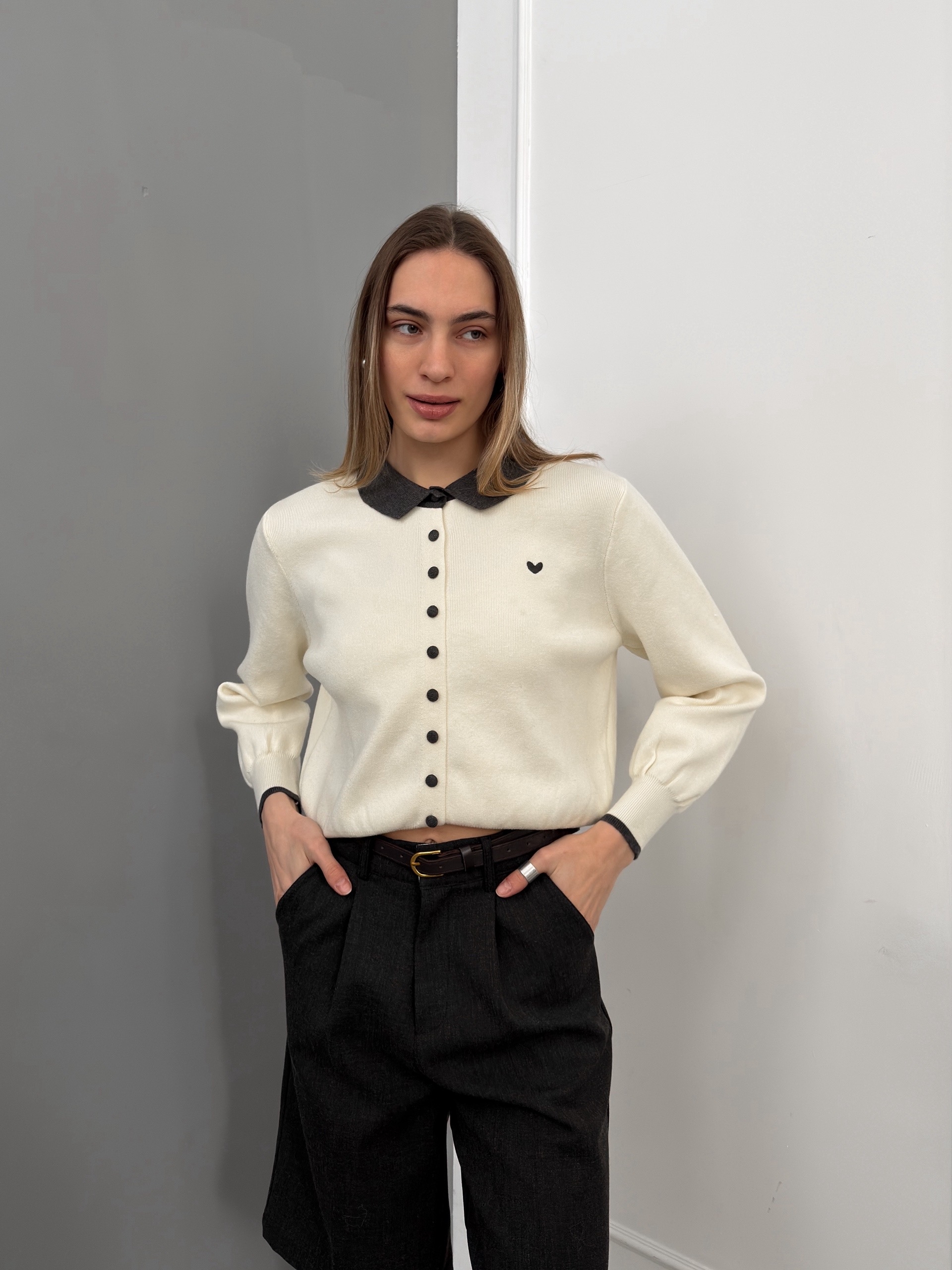 Джемпер 5195 цвет ворот сердечко