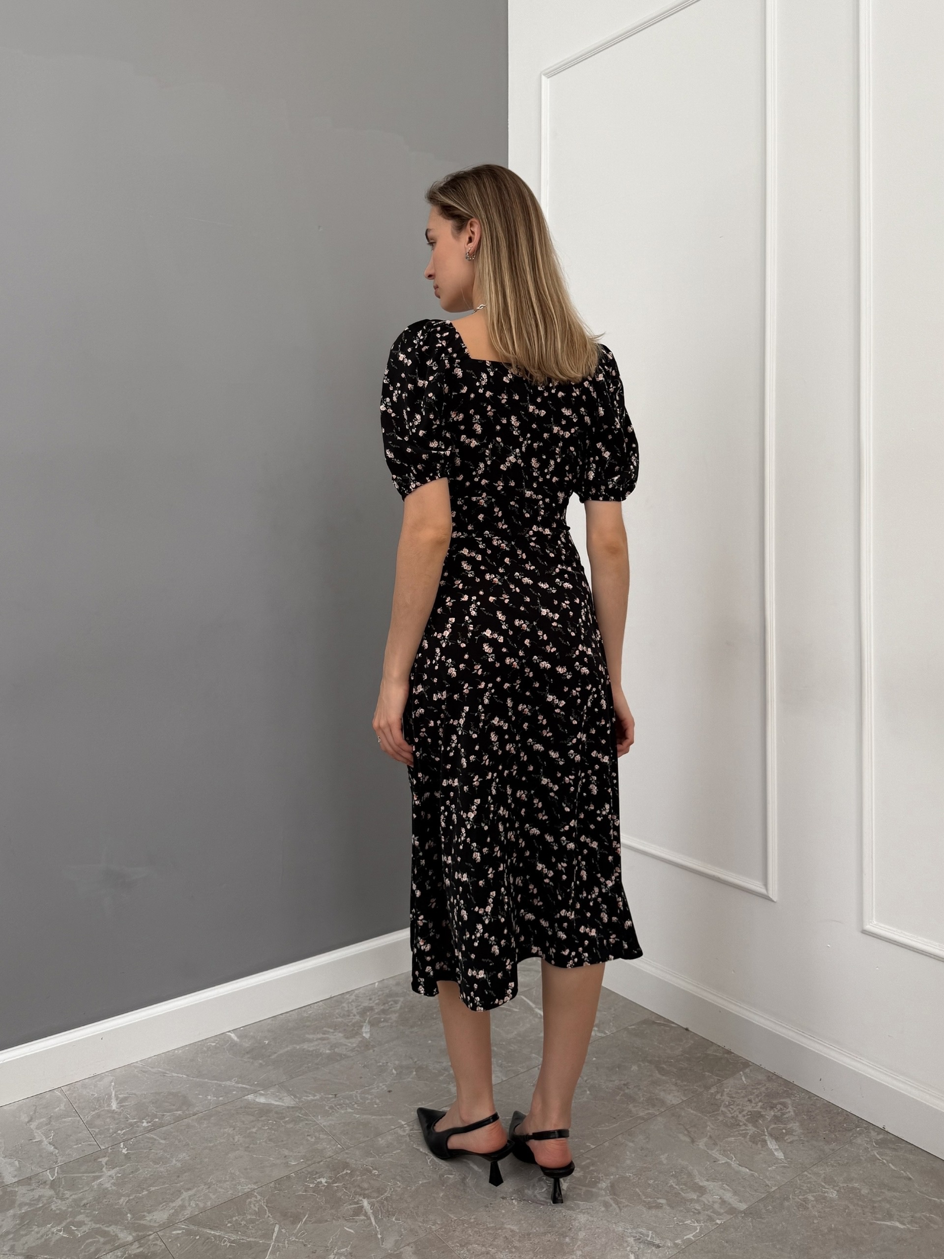Платье Dress цветочн принт V вырез