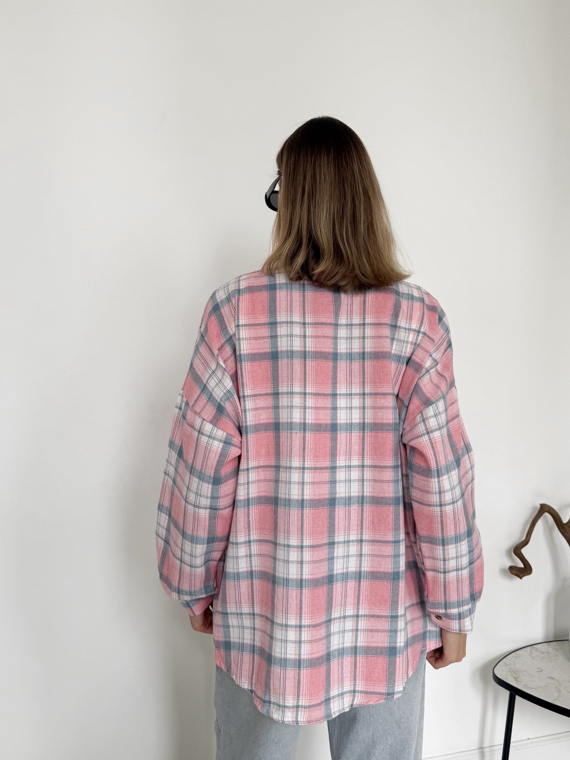 Рубашка Korea 601 клетка карман на груди