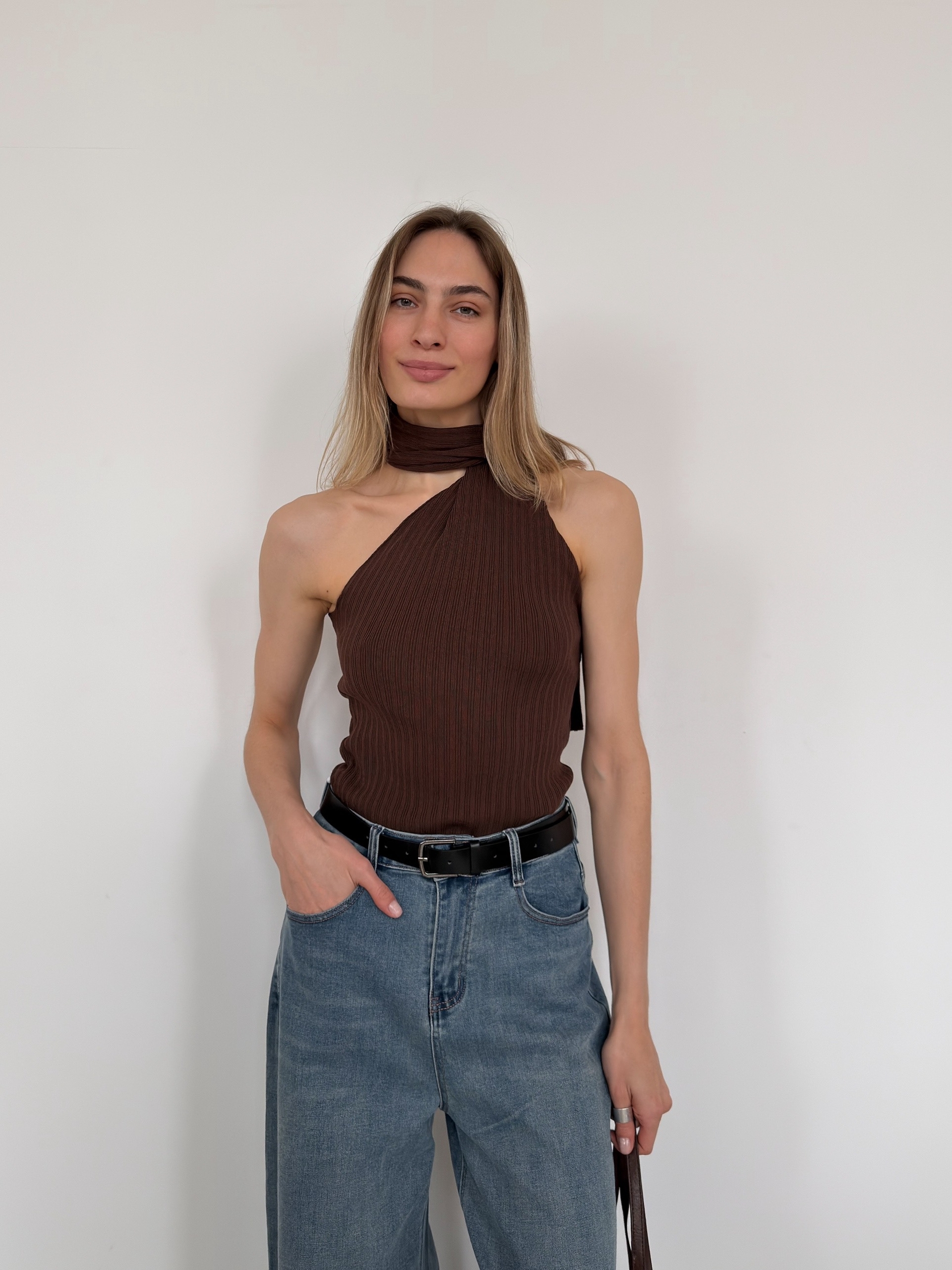 Топ с шарфом 422004 трикотаж