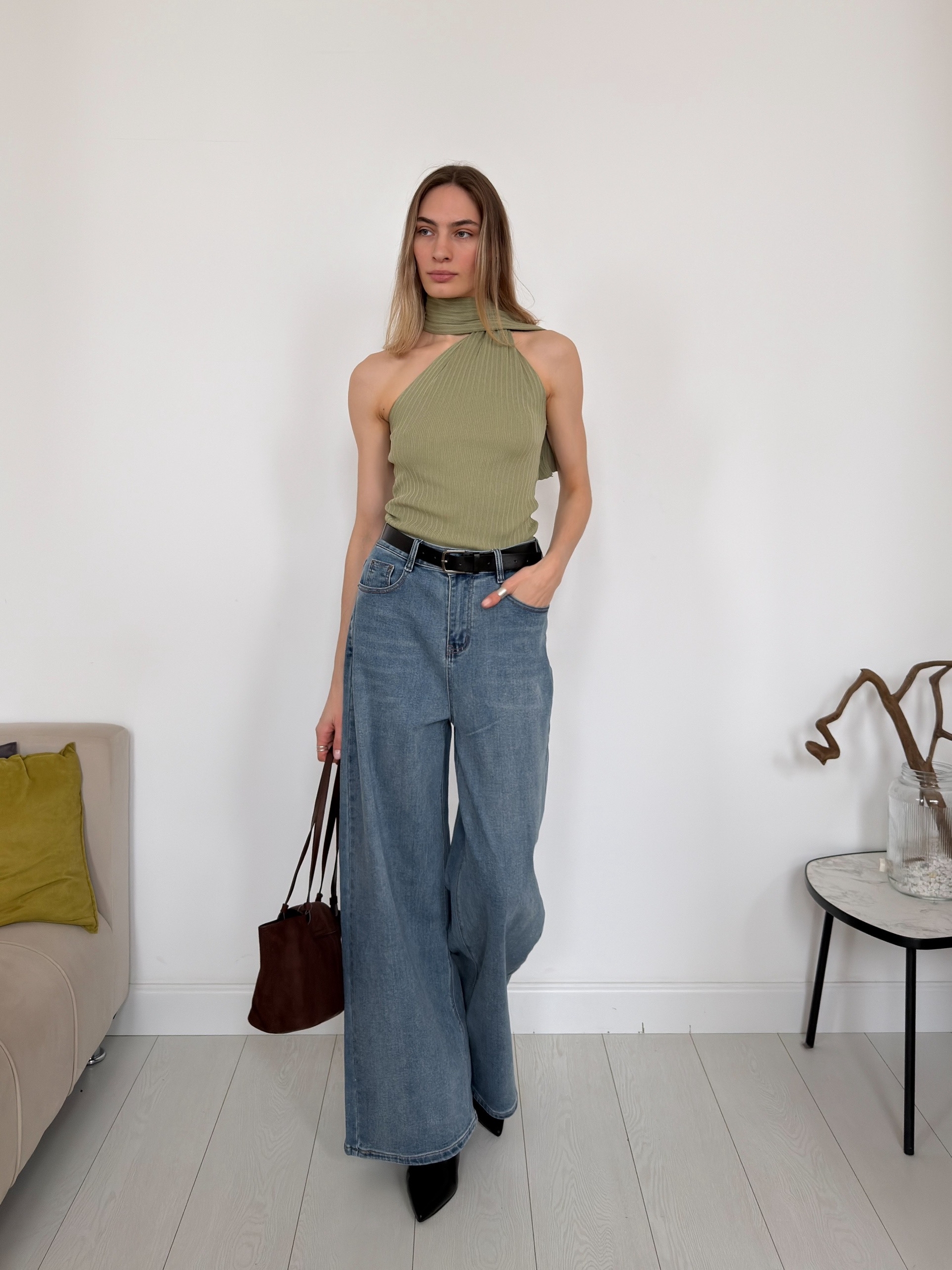 Топ с шарфом 422004 трикотаж