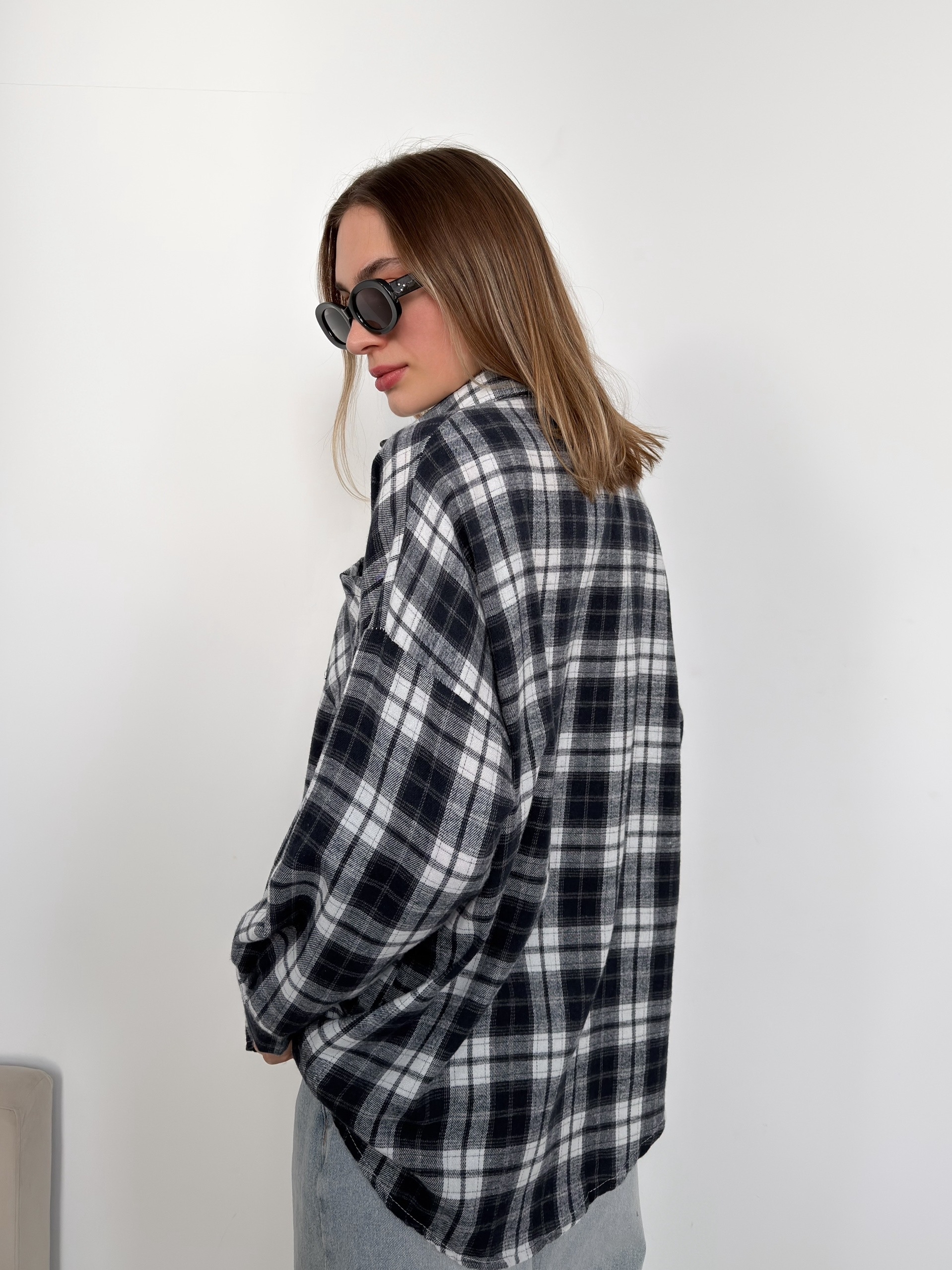 Рубашка клетка 601 на пуговках