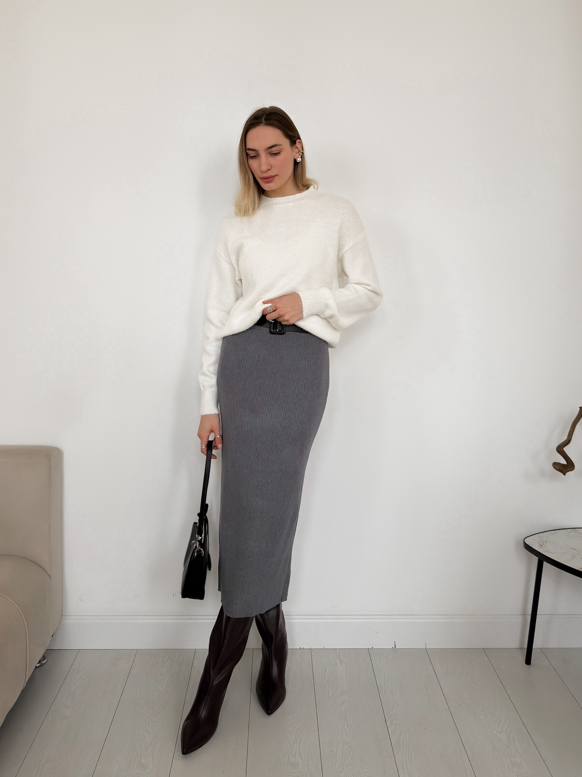 Юбка трикотажная с ремнем 6015-2