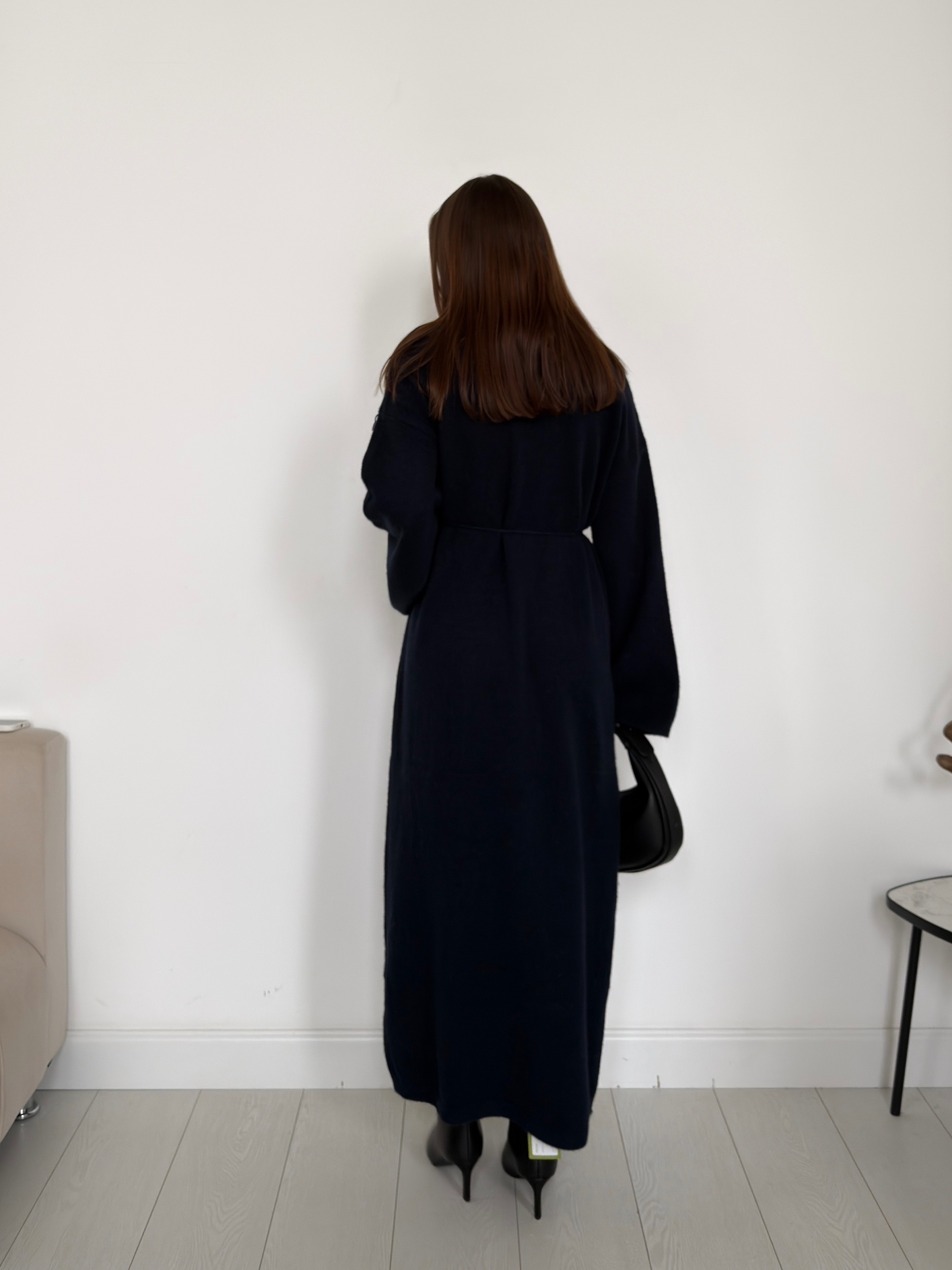 Платье макси трикотаж пояс-веревочка