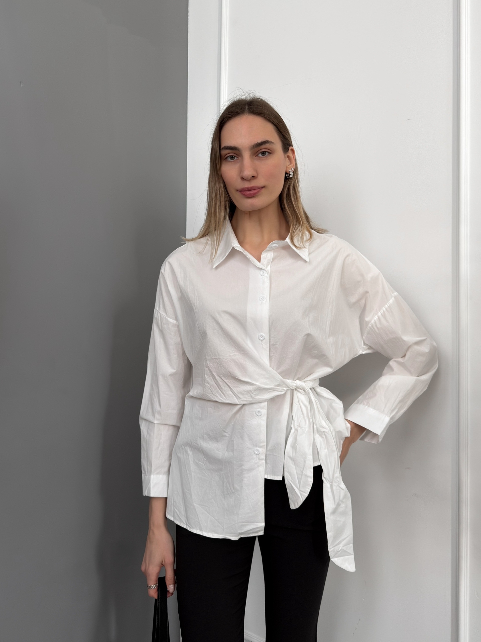 Рубашка завязка на талии YUER 0719