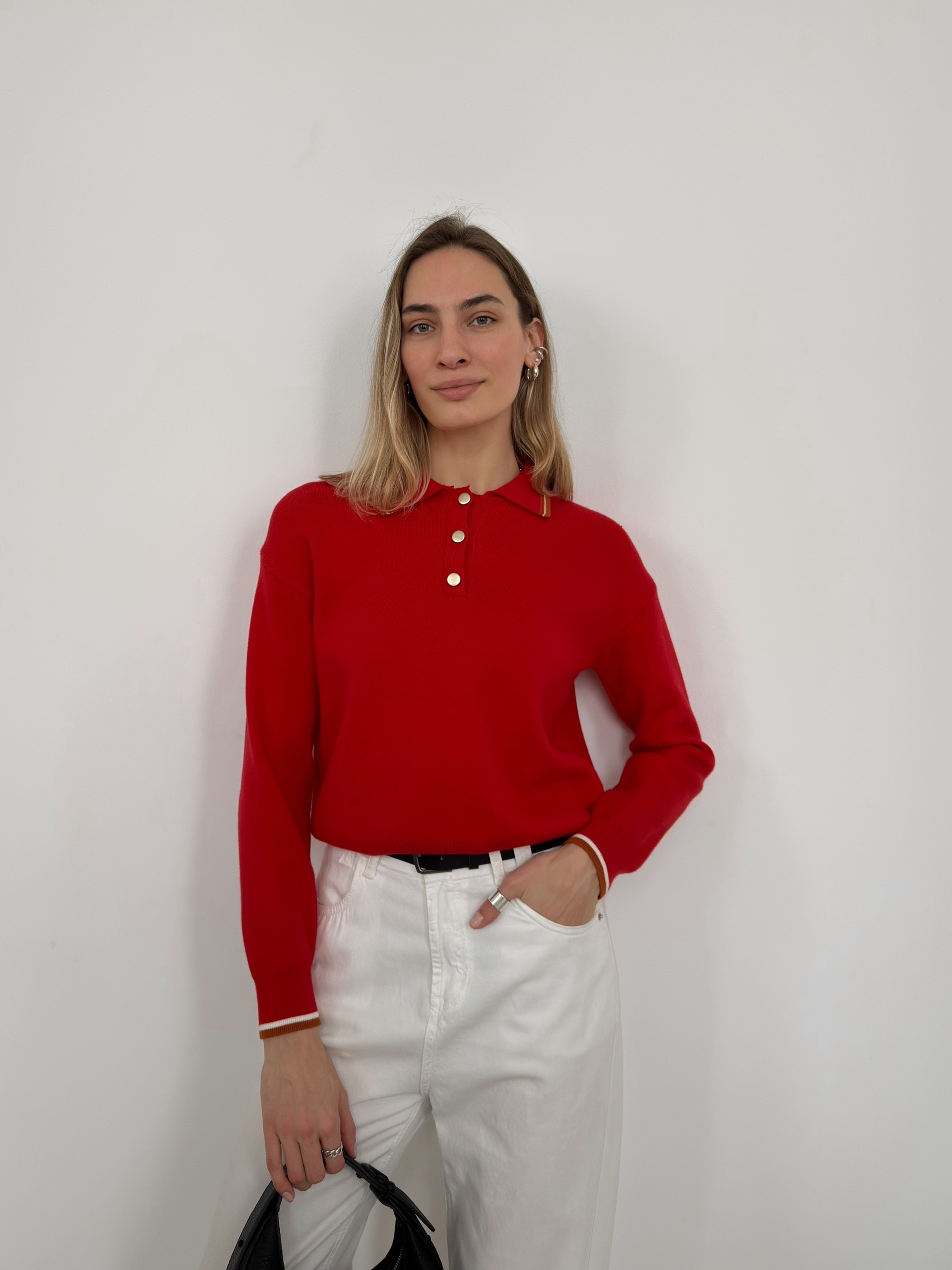 Джемпер Korea S2628 поло золотые пуговки