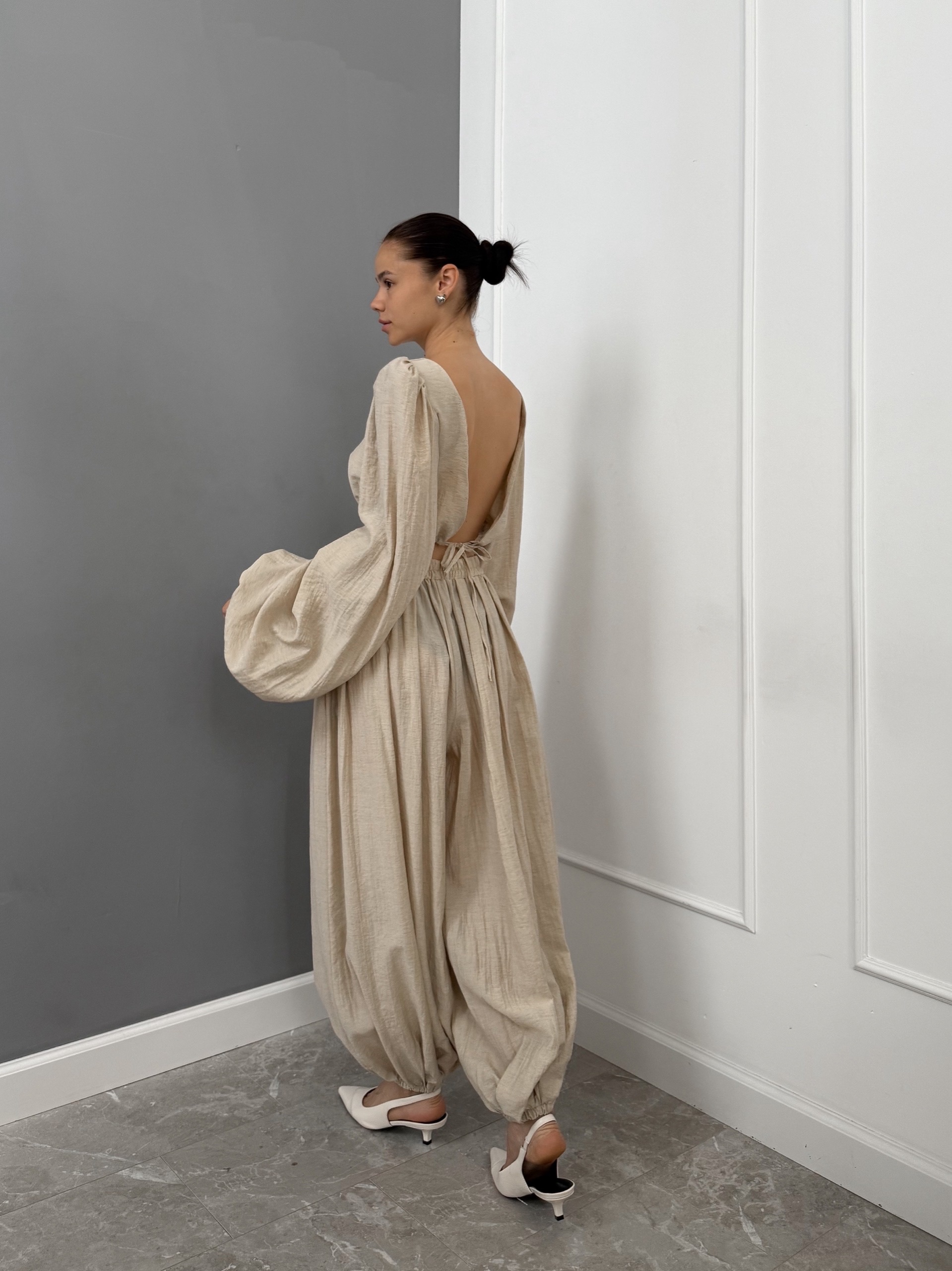 Костюм летний One Collection укороченный кардиган+брюки