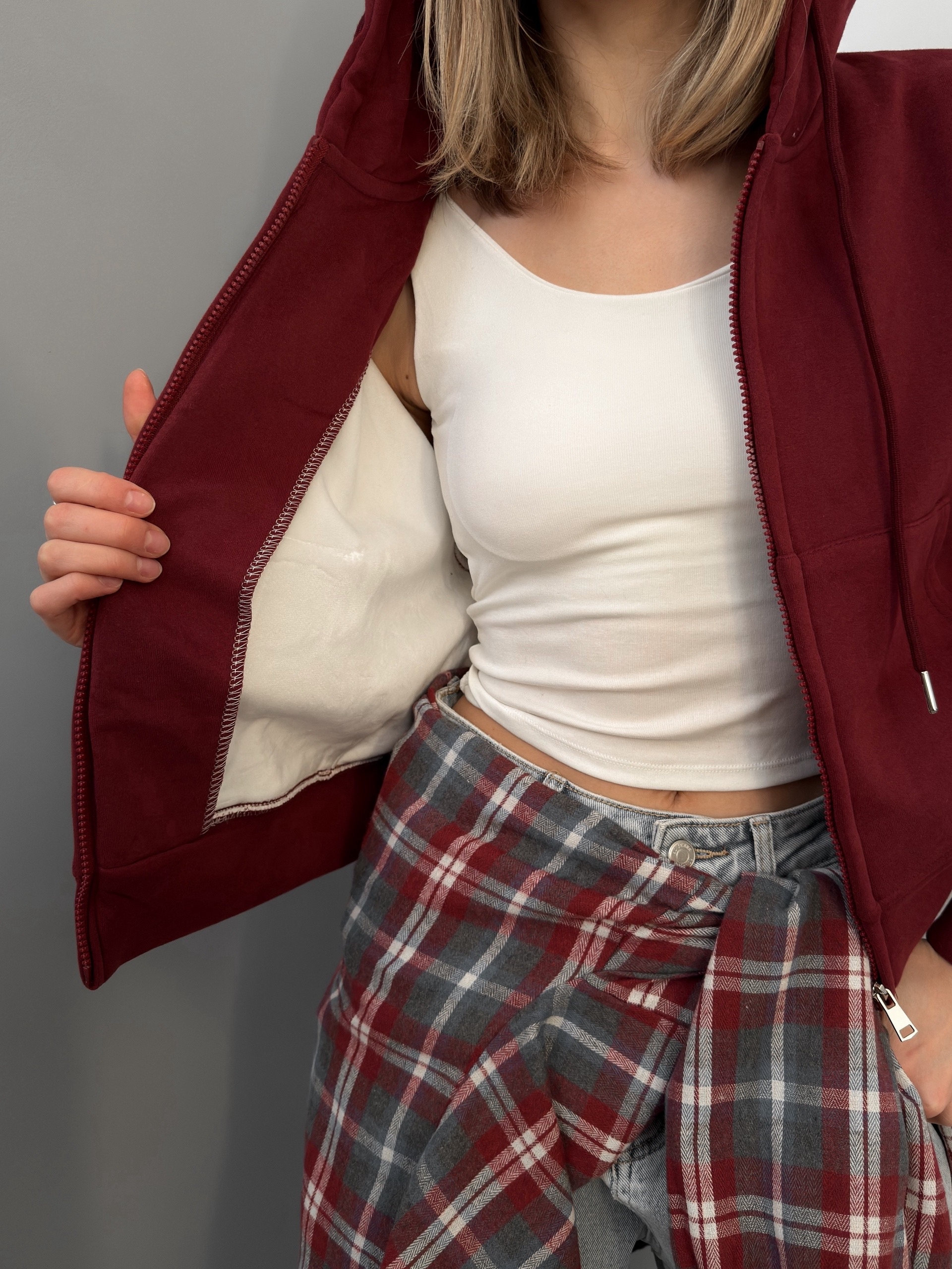 Худи W9095-1 на молнии флис