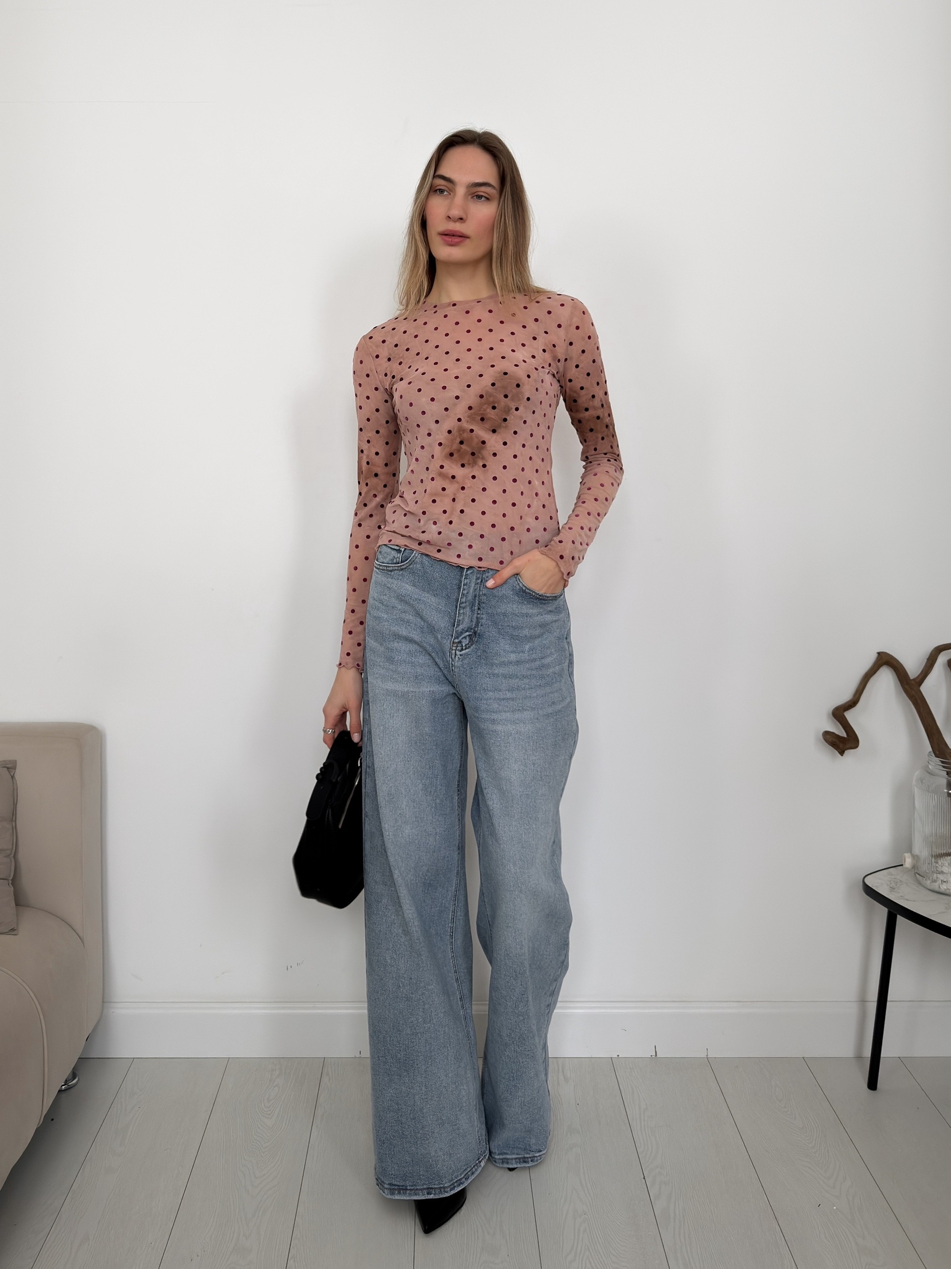 Лонгслив сетка горох WG W6957