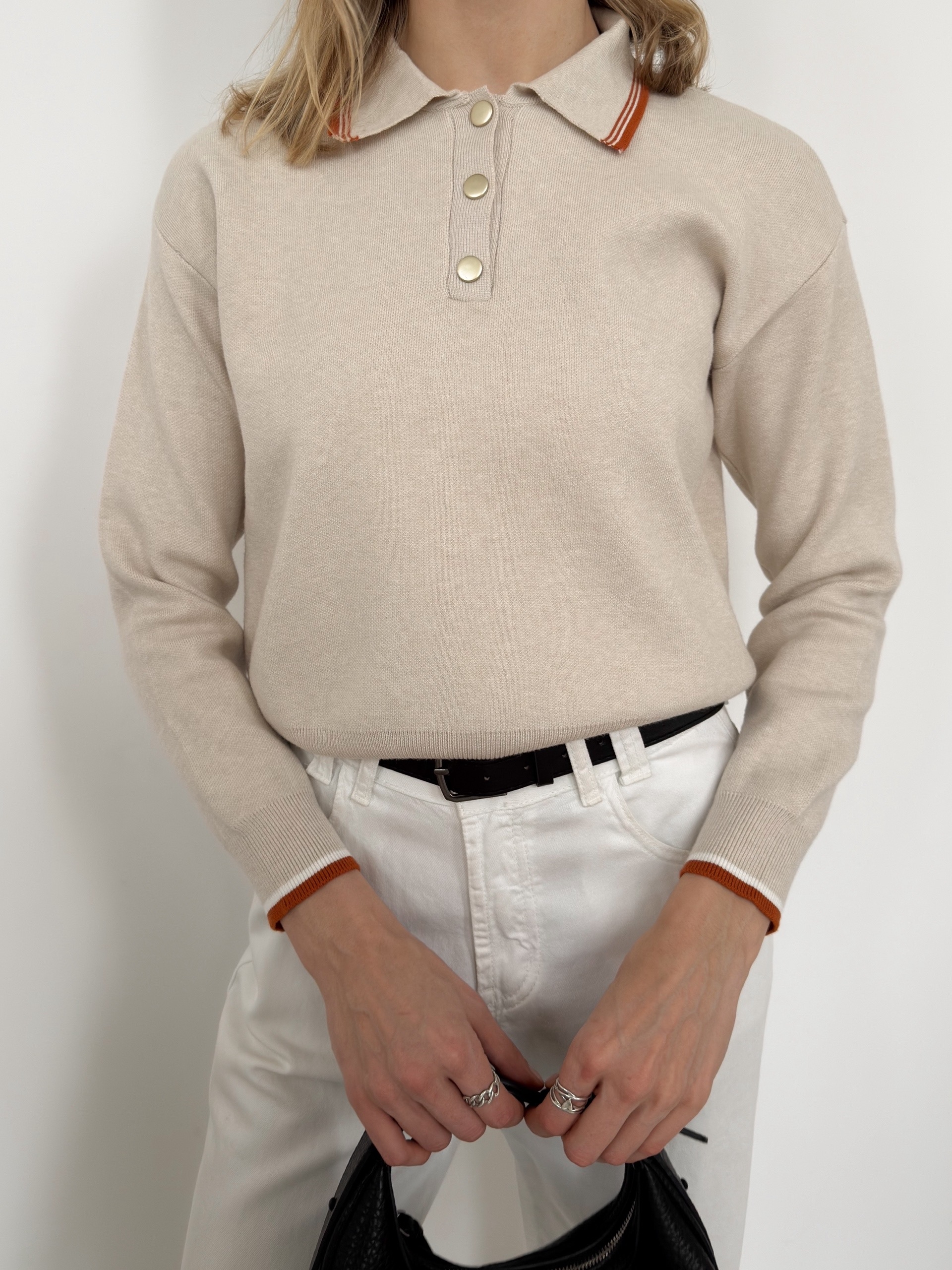 Джемпер Korea S2628 поло золотые пуговки