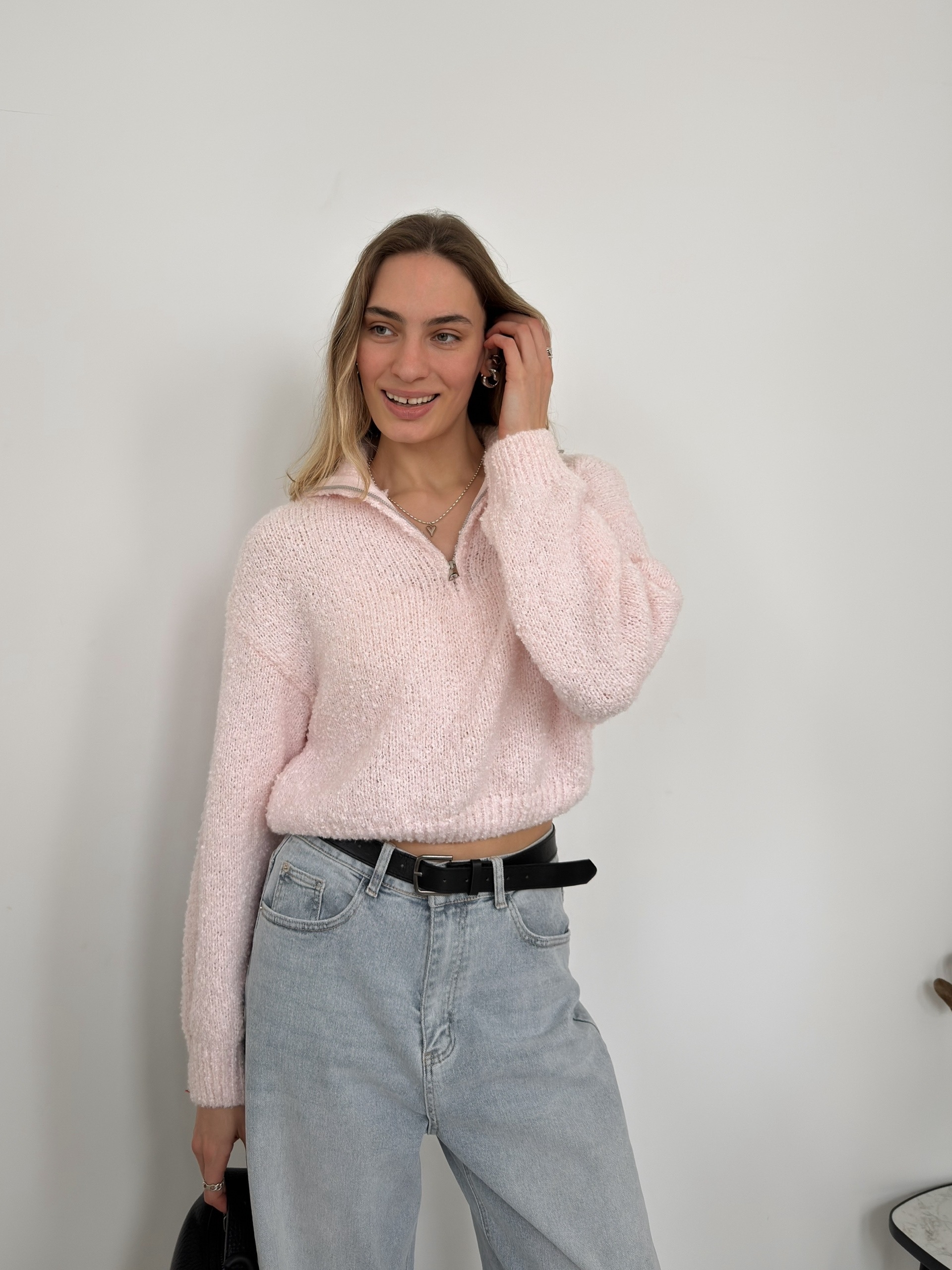 Джемпер Korea F1090 поло на молнии барашек