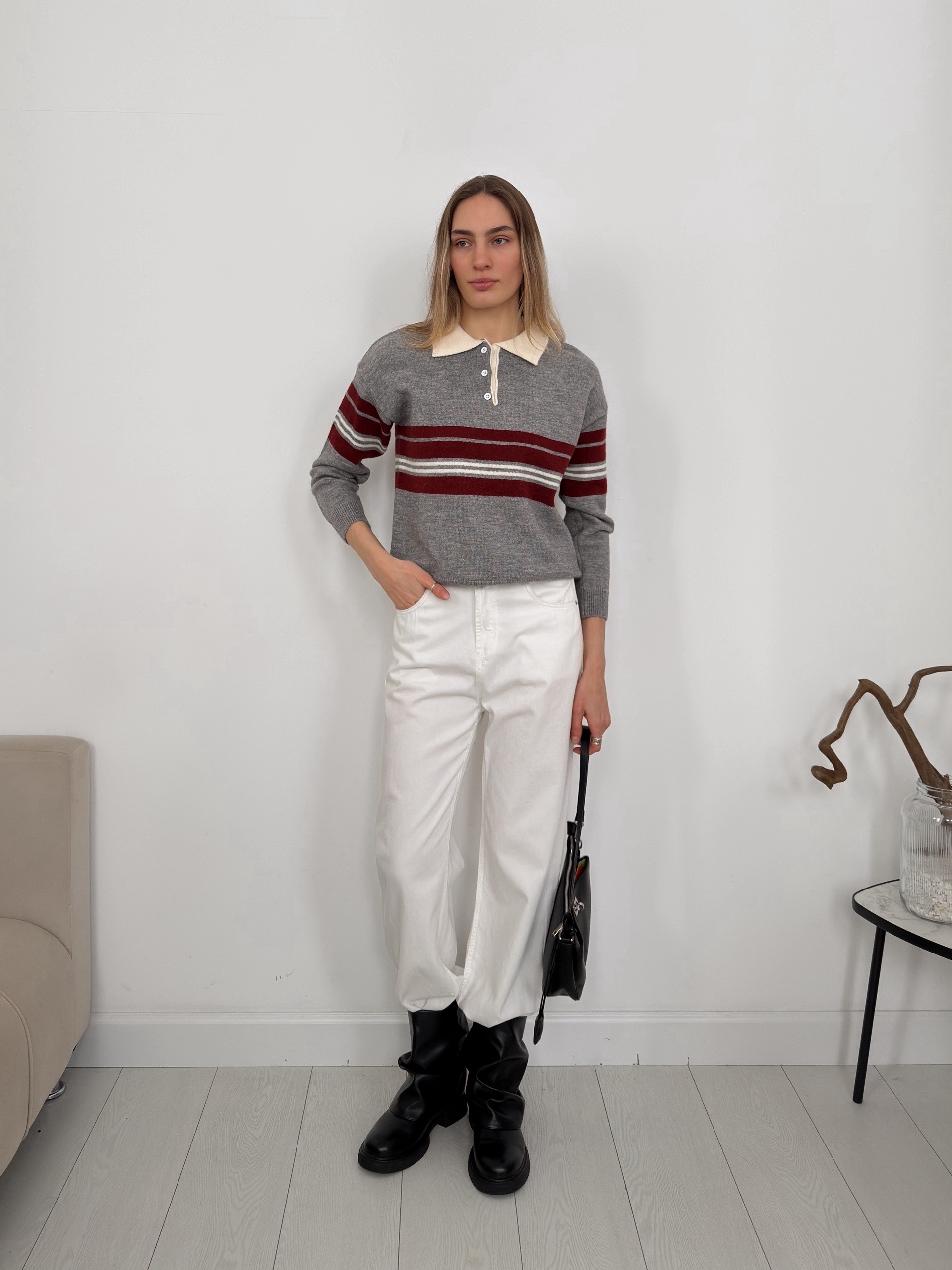 Джемпер поло  8143 в полоску