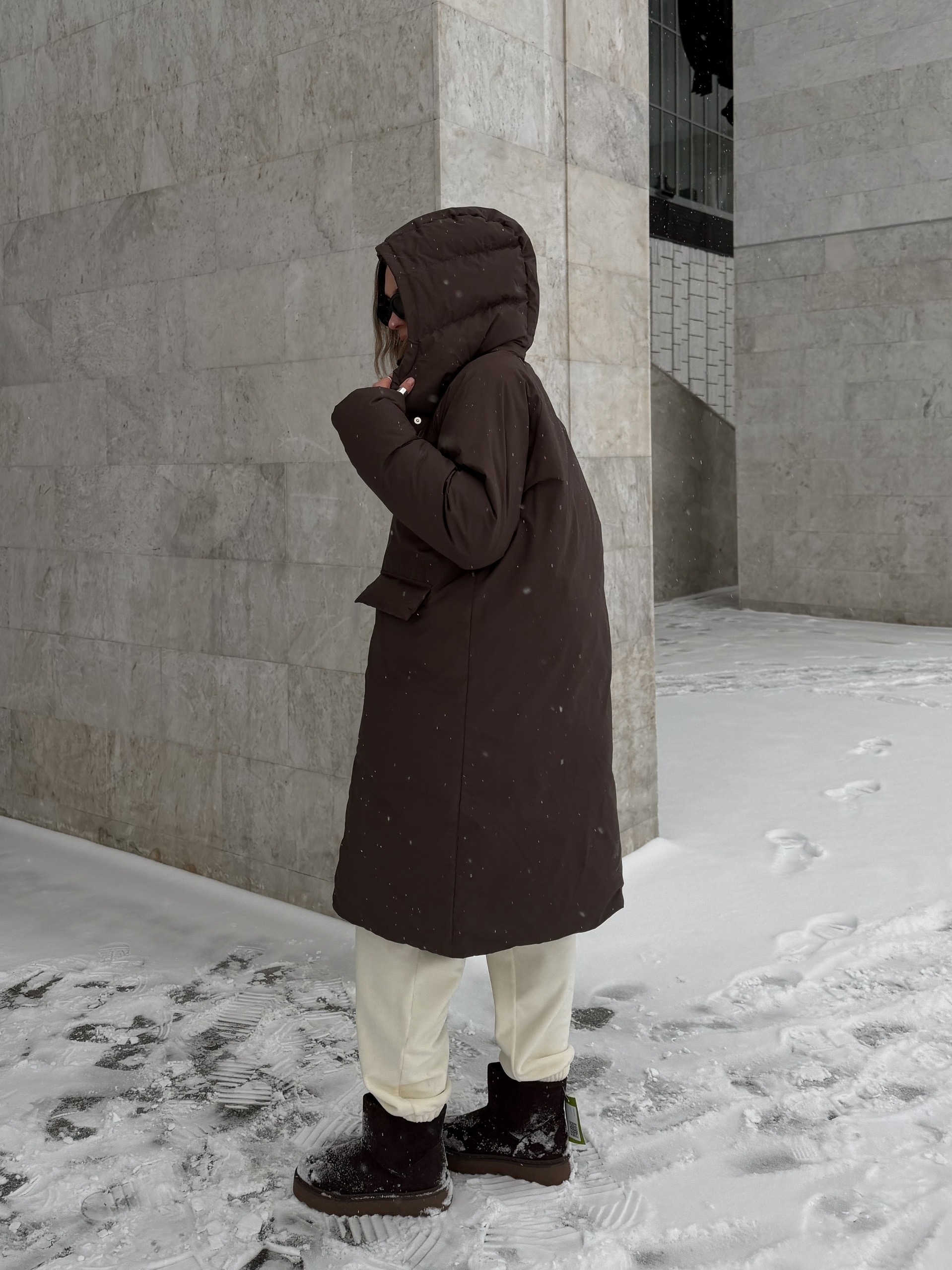 Куртка W635 длинная с поясом