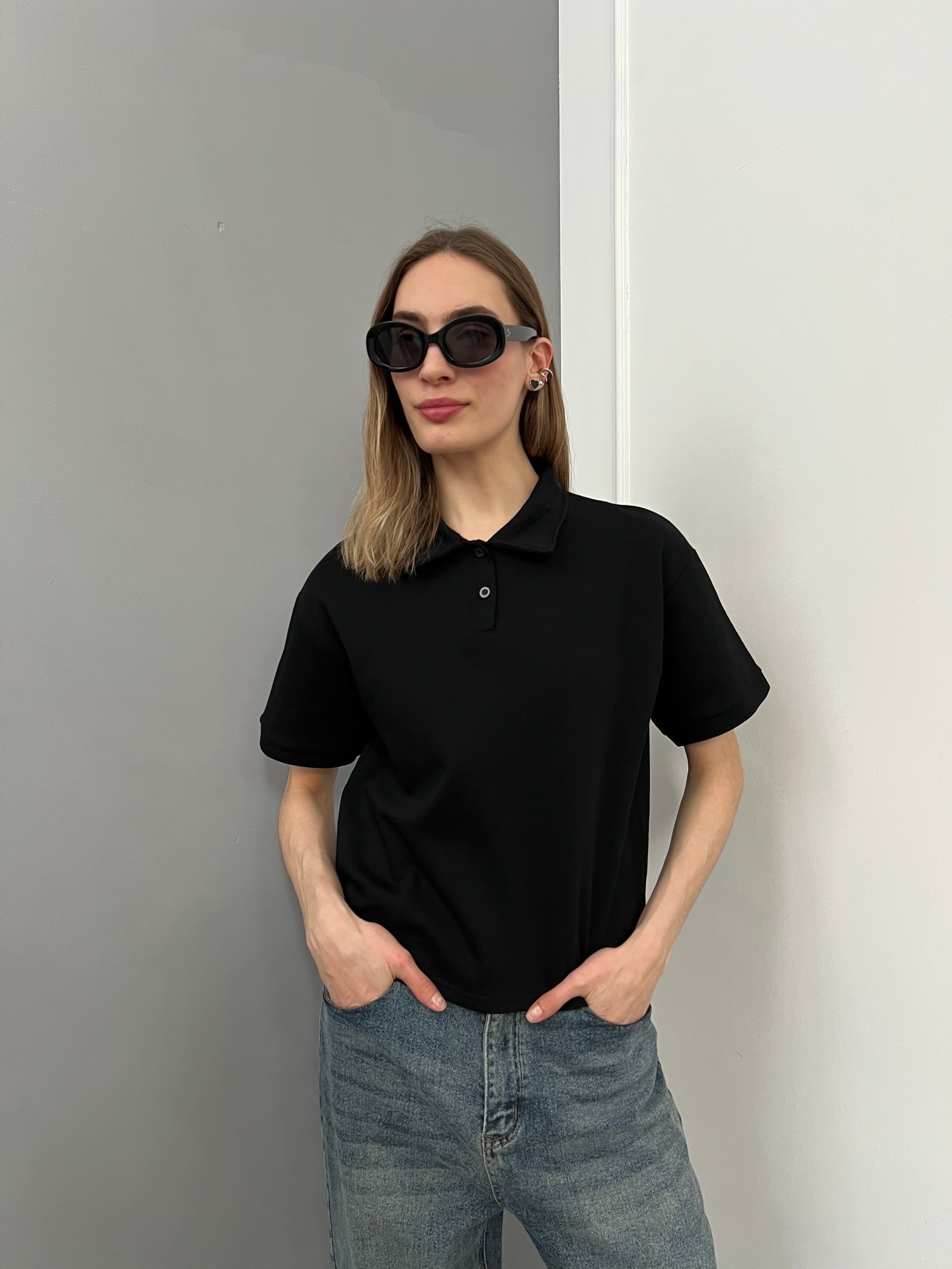 Поло Korea 21506 на пуговках с коротким рукавом