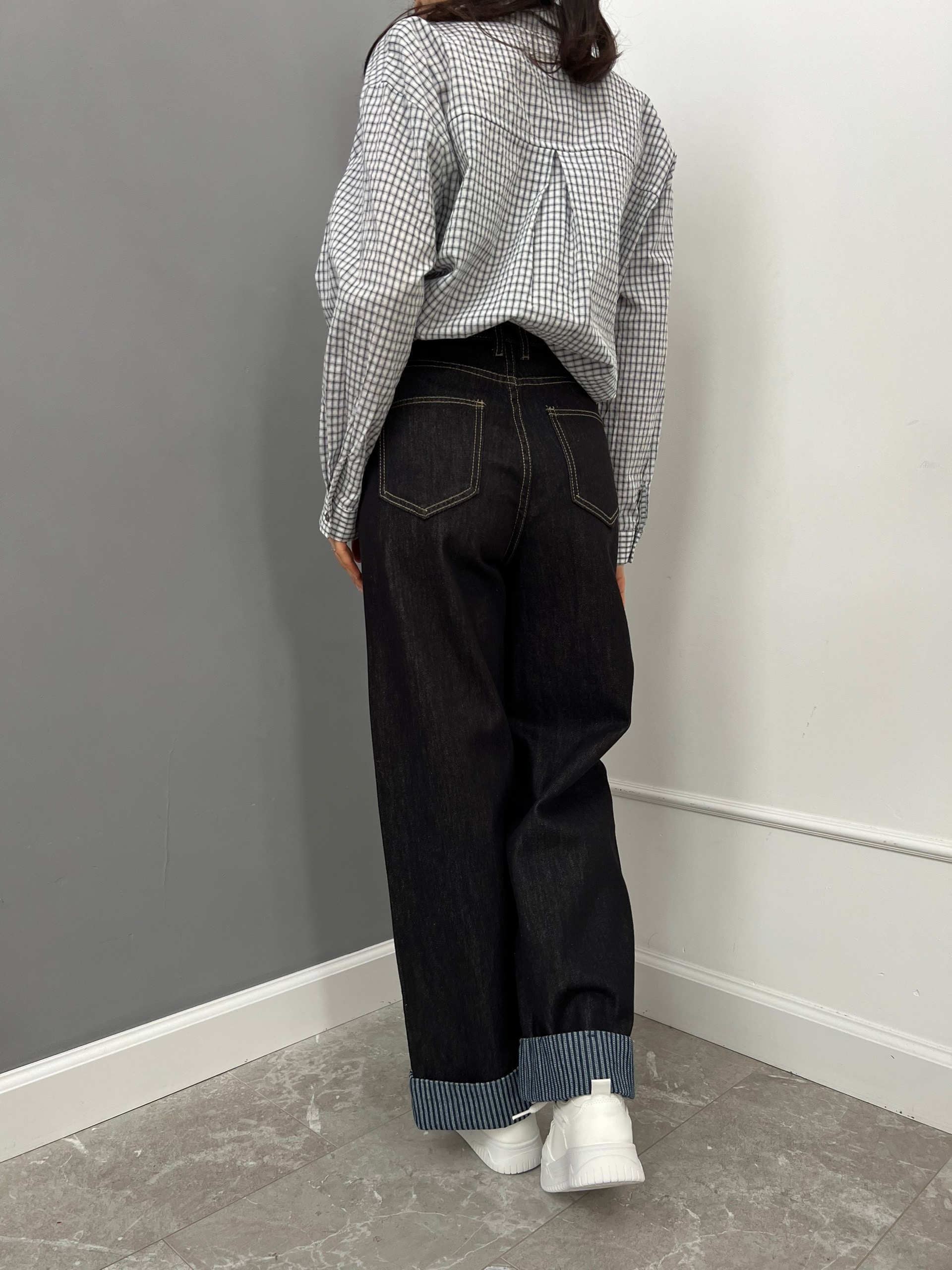 Джинсы YJY 9592-1  подворот в полоску