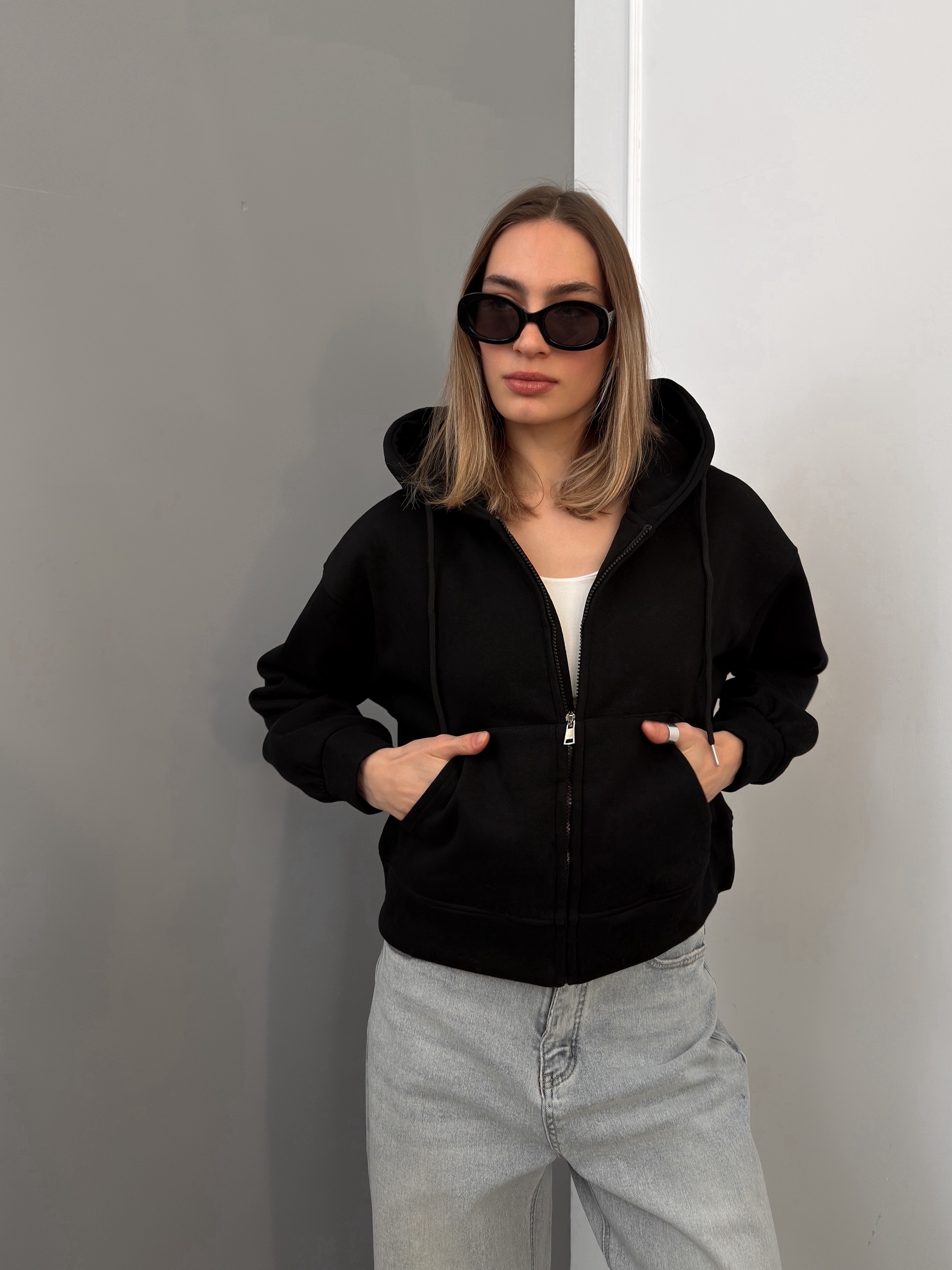 Худи W9095-1 на молнии флис