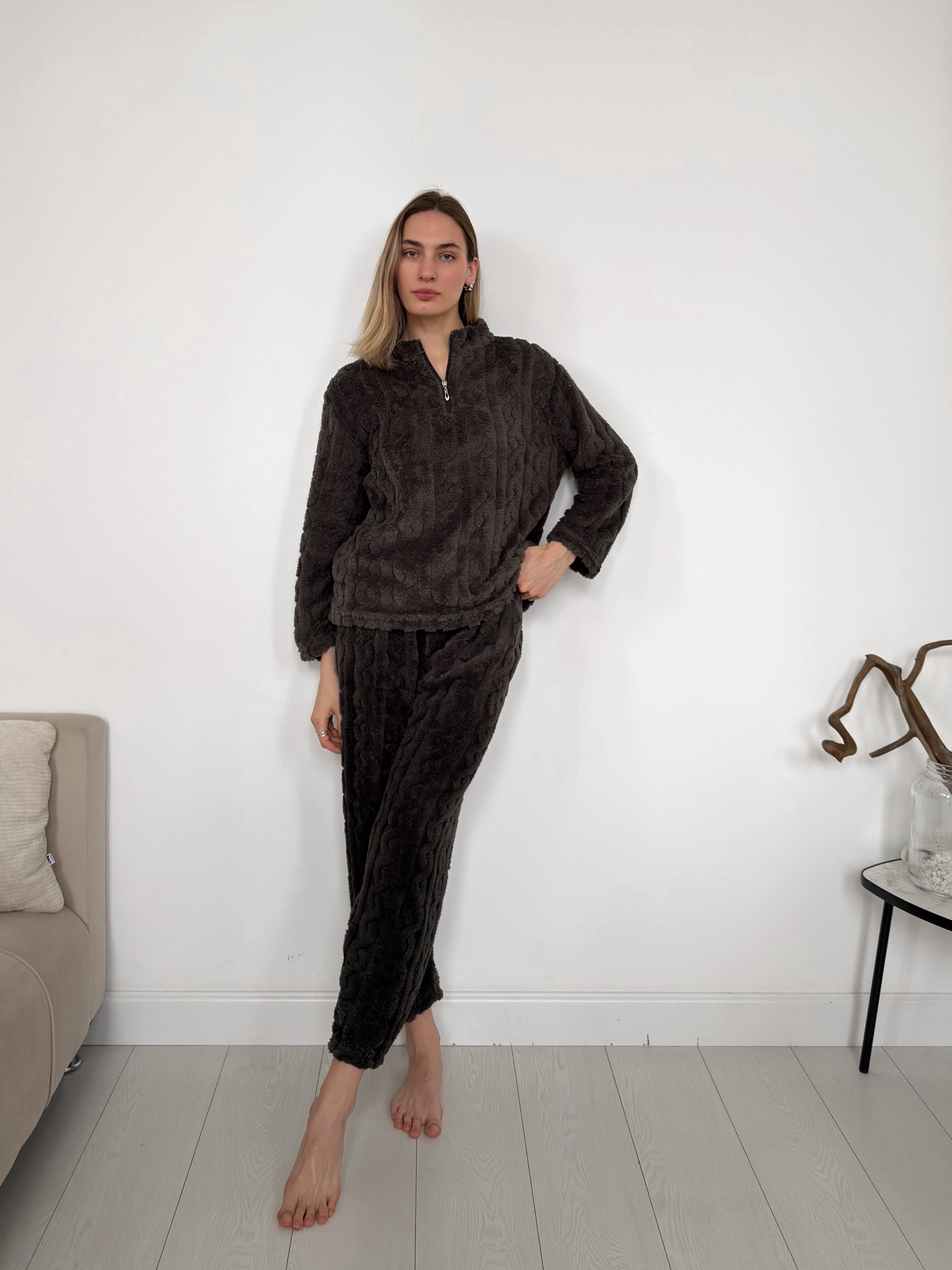 Костюм домашний пушистый кофта на замке