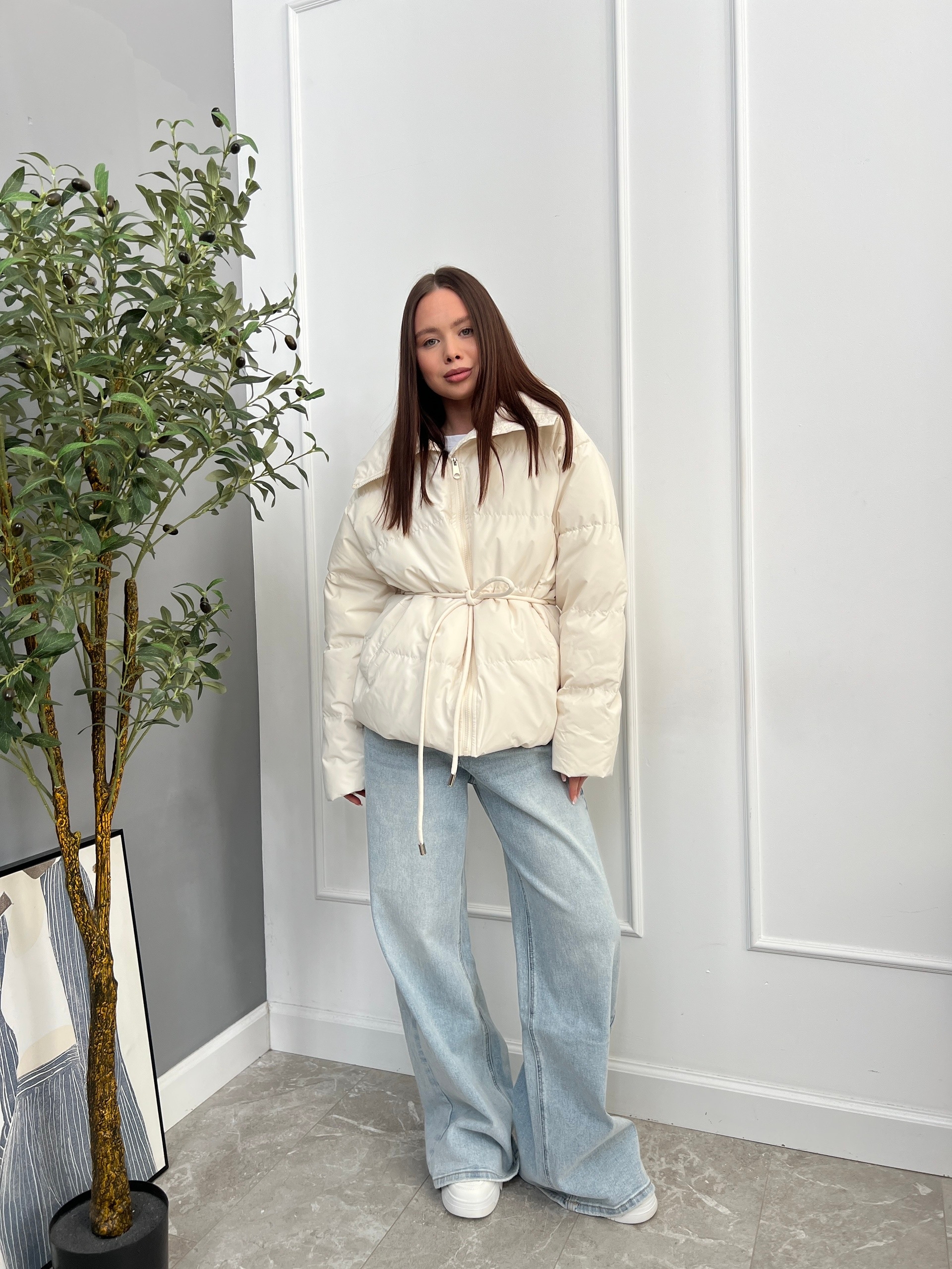 Куртка W690 высокий ворот с поясом