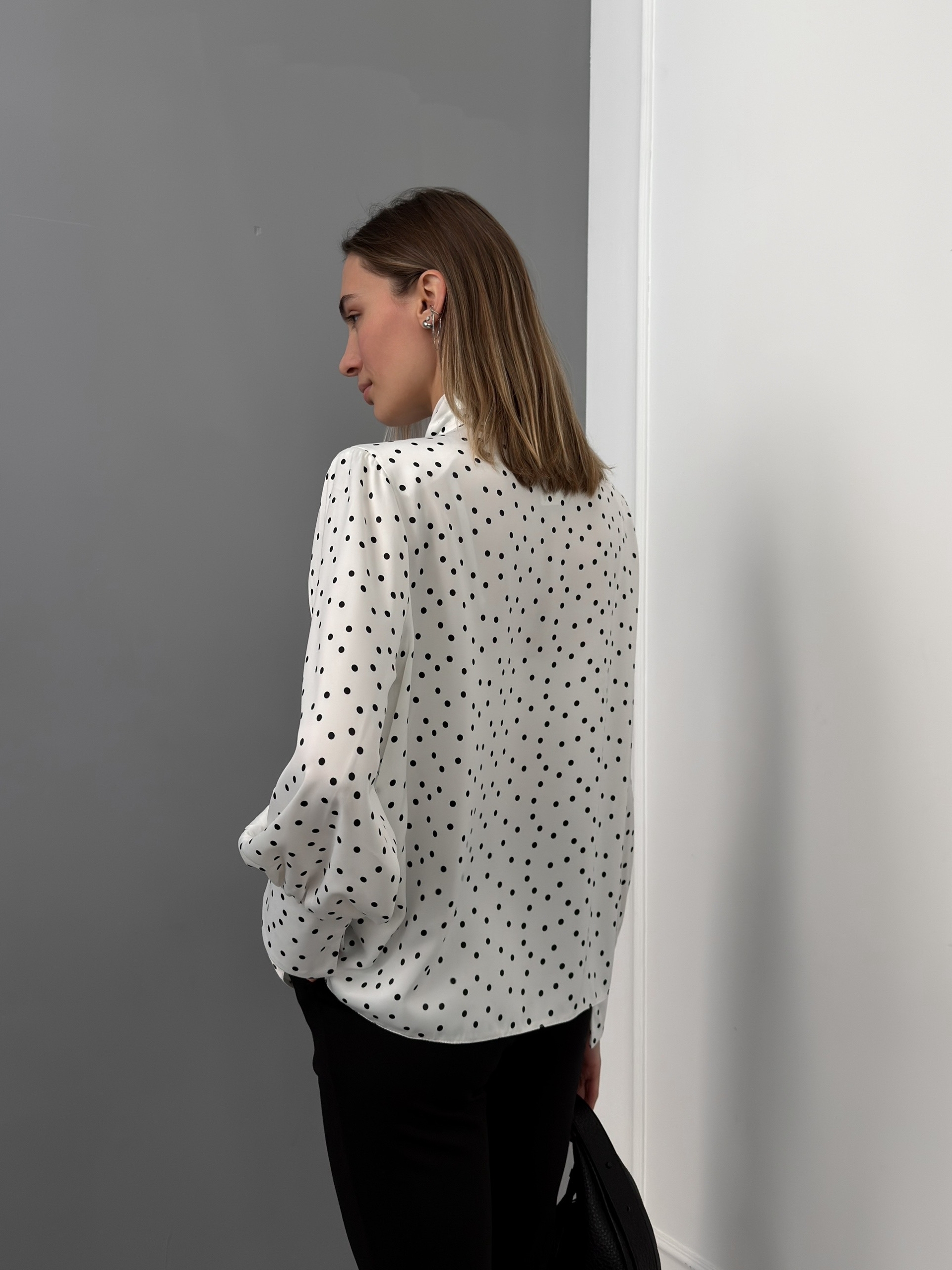 Блуза Koko в горошек завязки на вороте