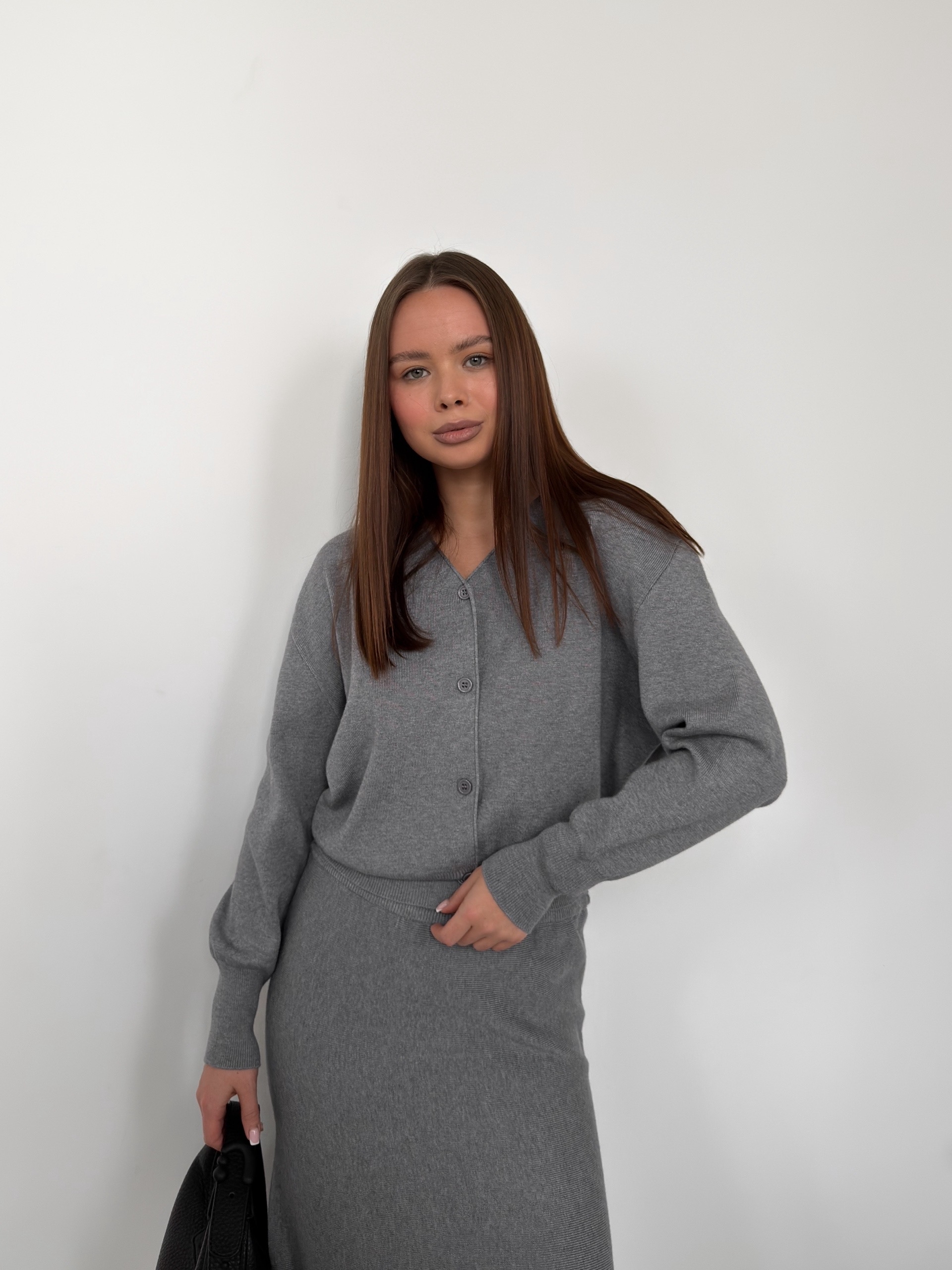 Костюм AIKA кардиган + юбка трикотаж строчка