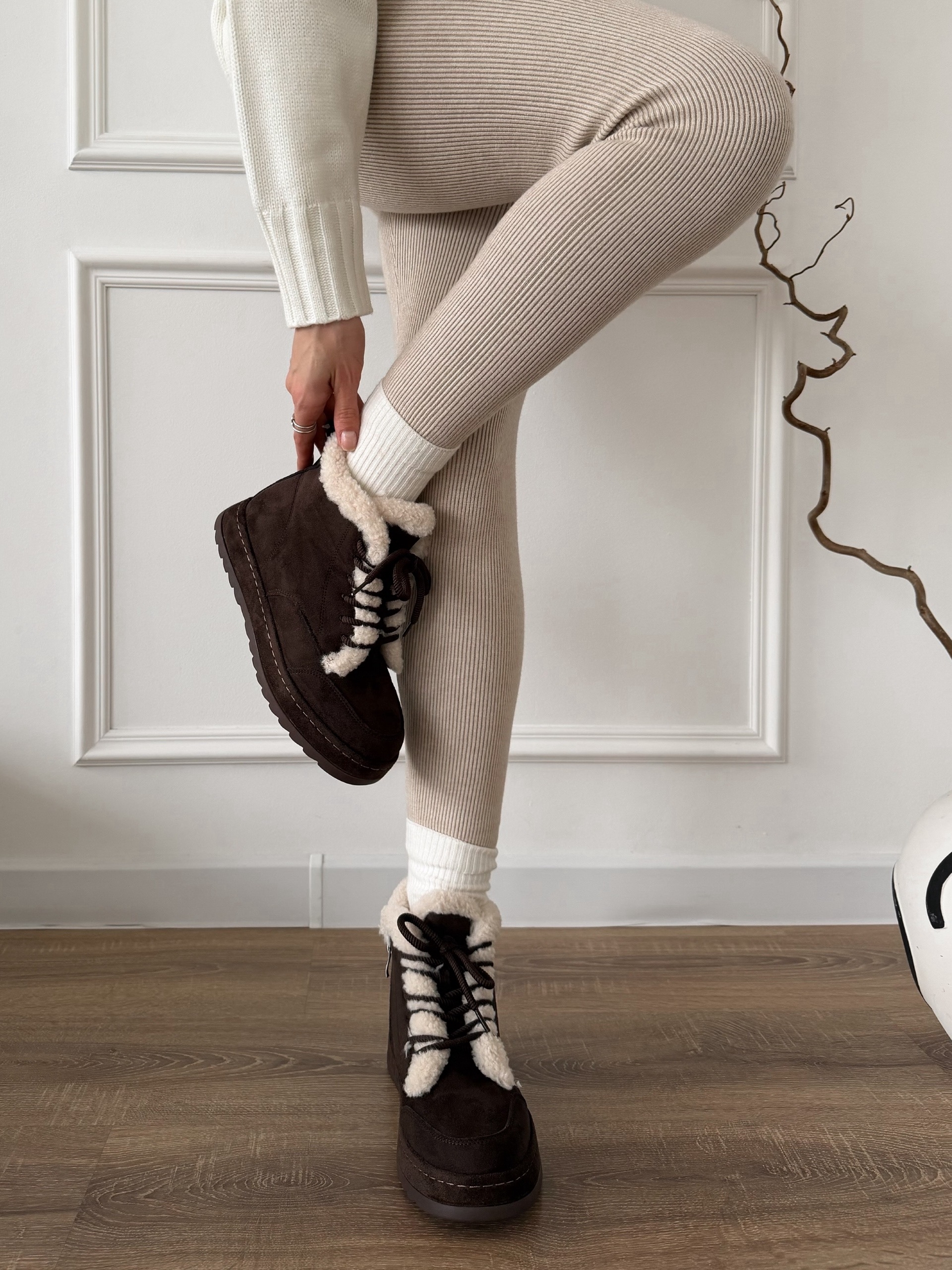 Ботинки Perfect B330 вставка барашек шнуровка