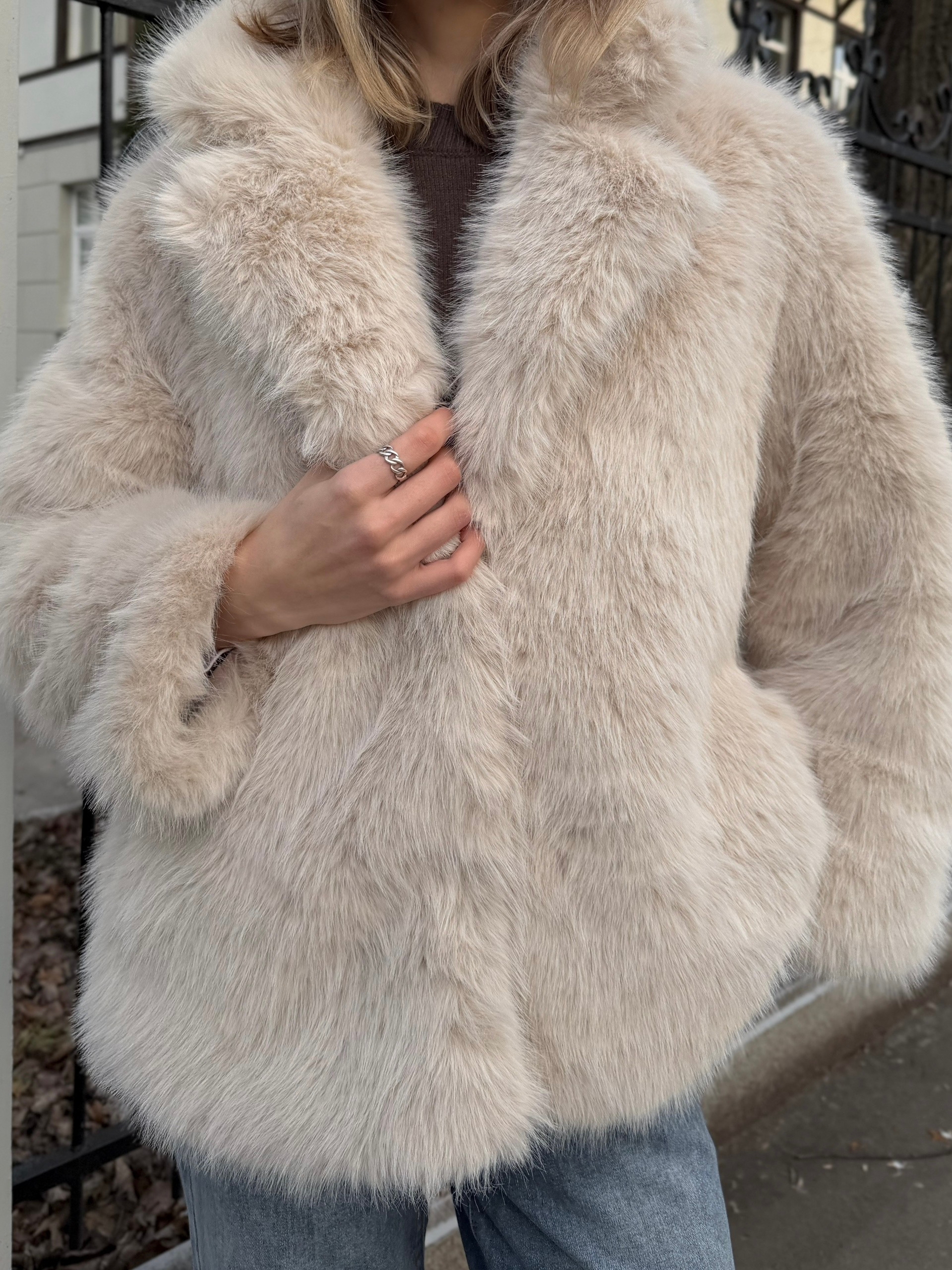 Шуба W 6682 пушистая средн длина