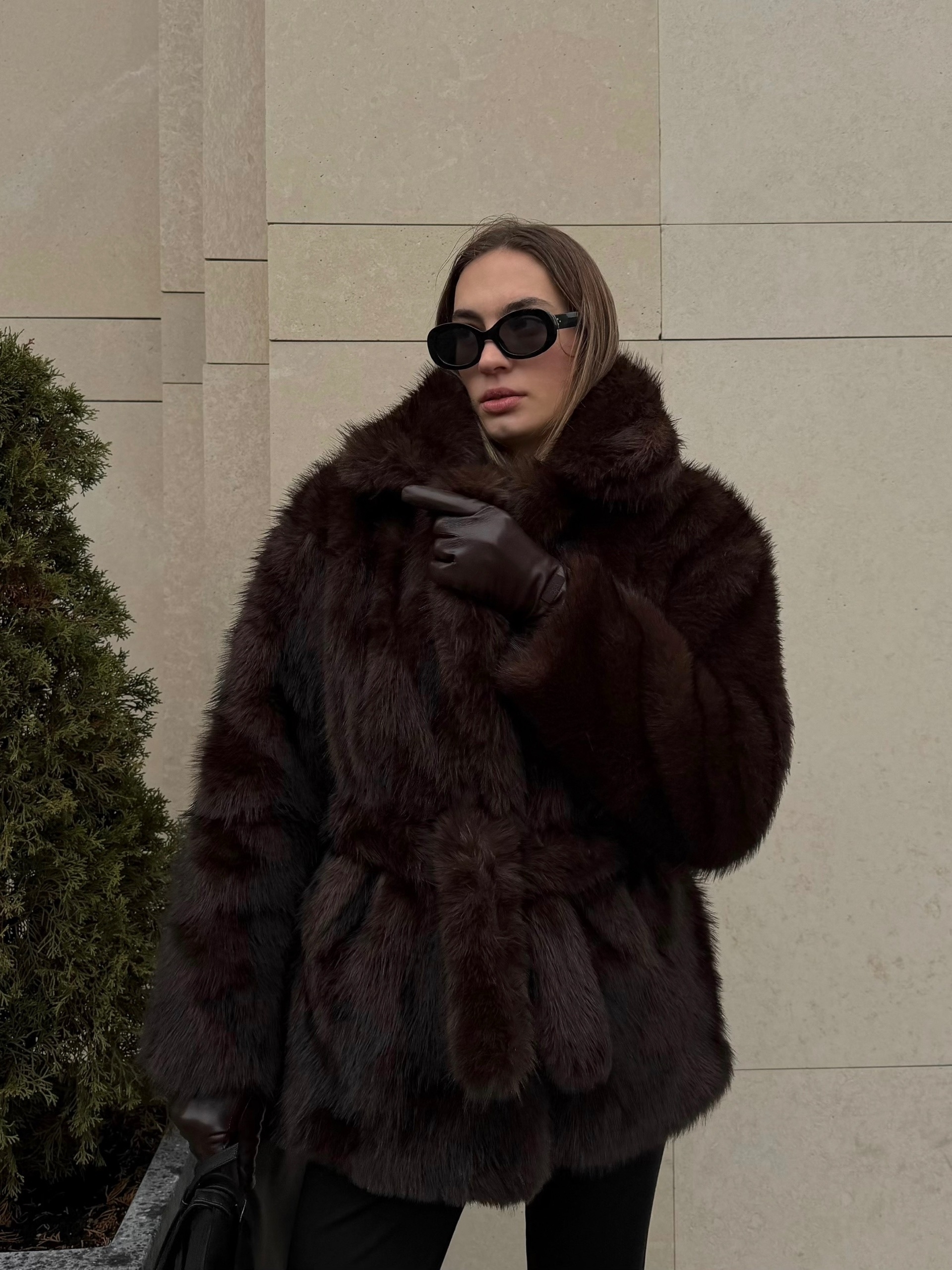 Шубка LNC короткая  с поясом