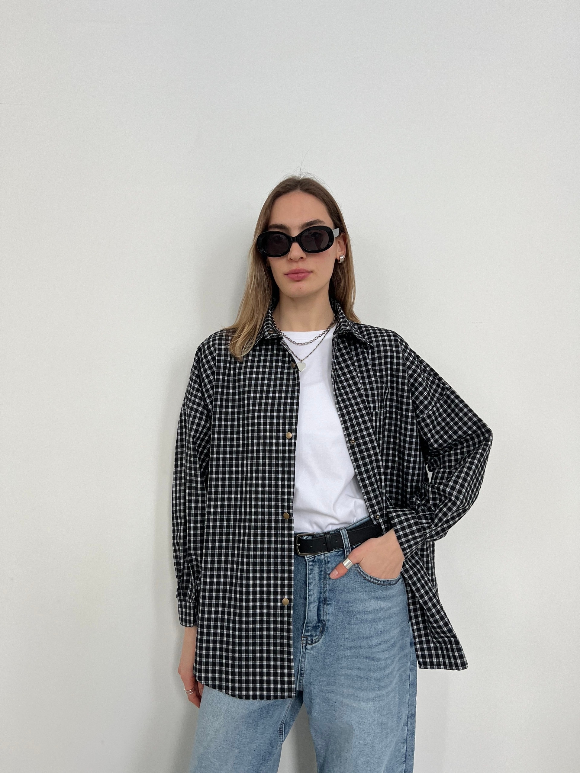 Рубашка LanLan 9259 мелка клетка