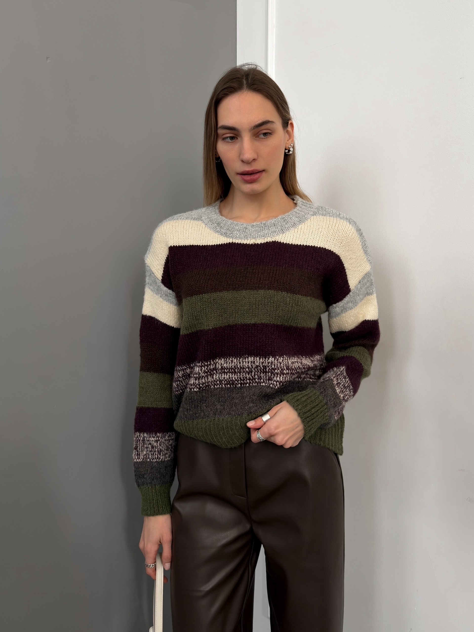 Джемпер полоска объемная вязка