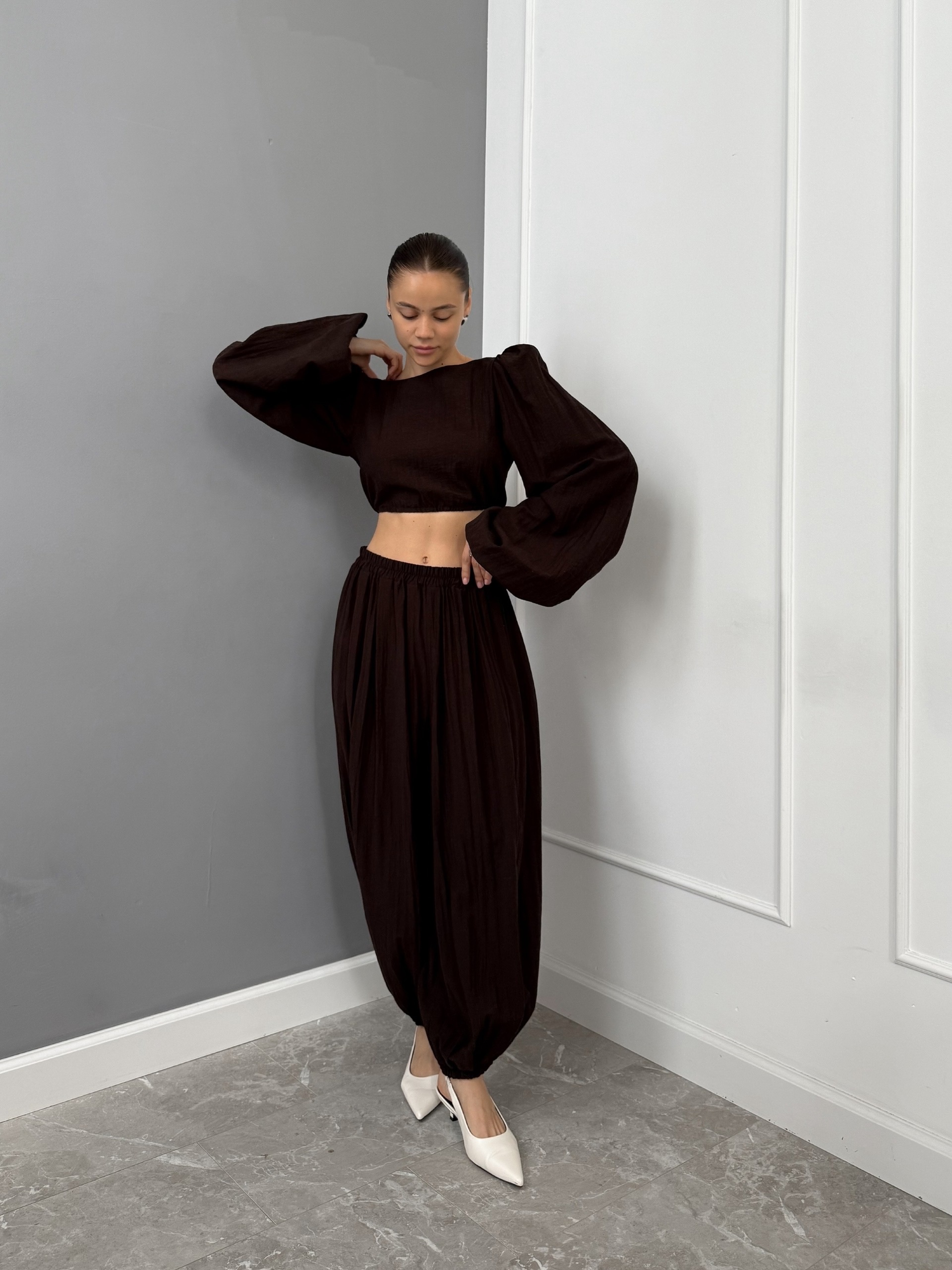 Костюм летний One Collection укороченный кардиган+брюки