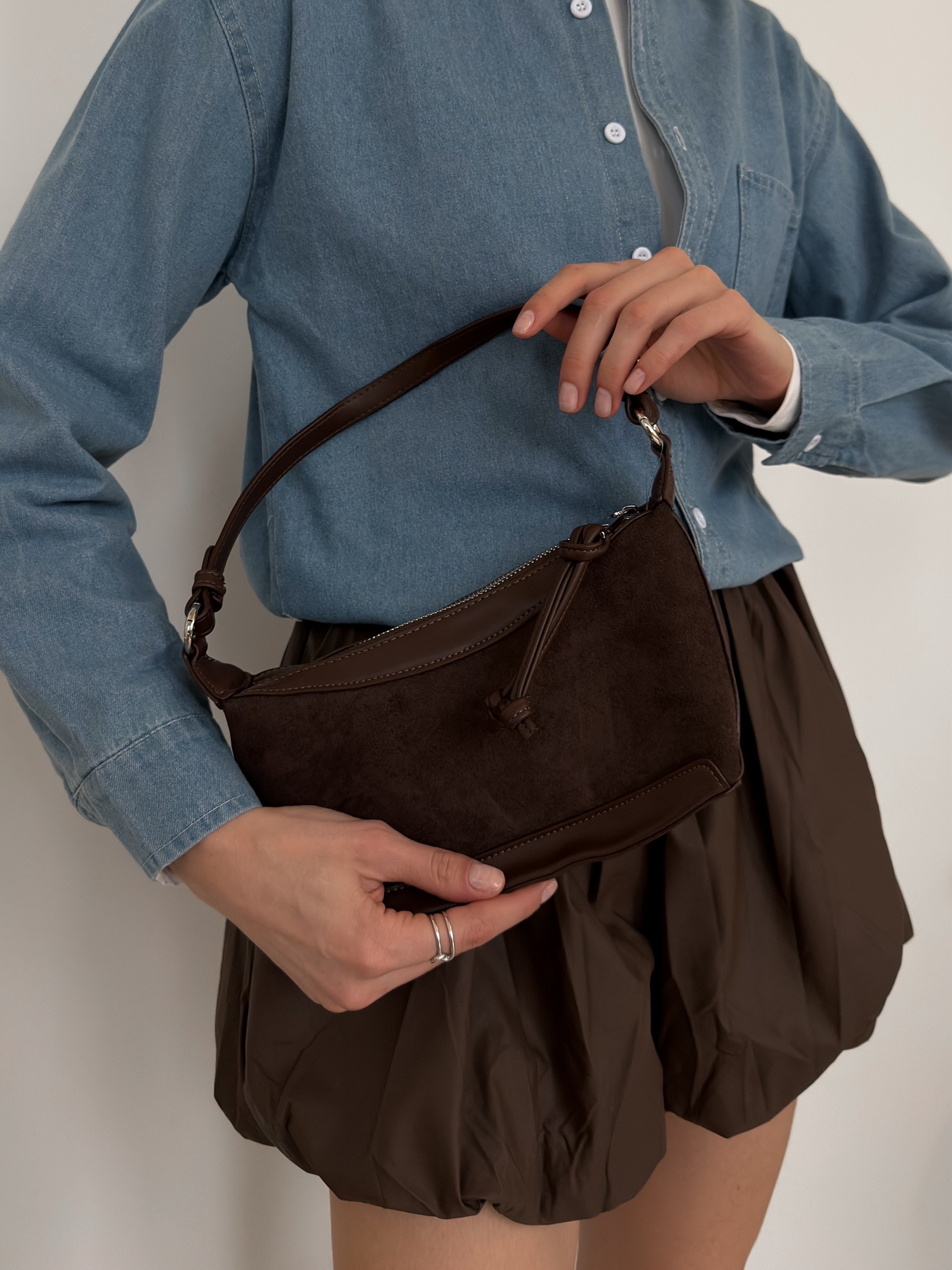 Сумка A26 замша кожаные вставки