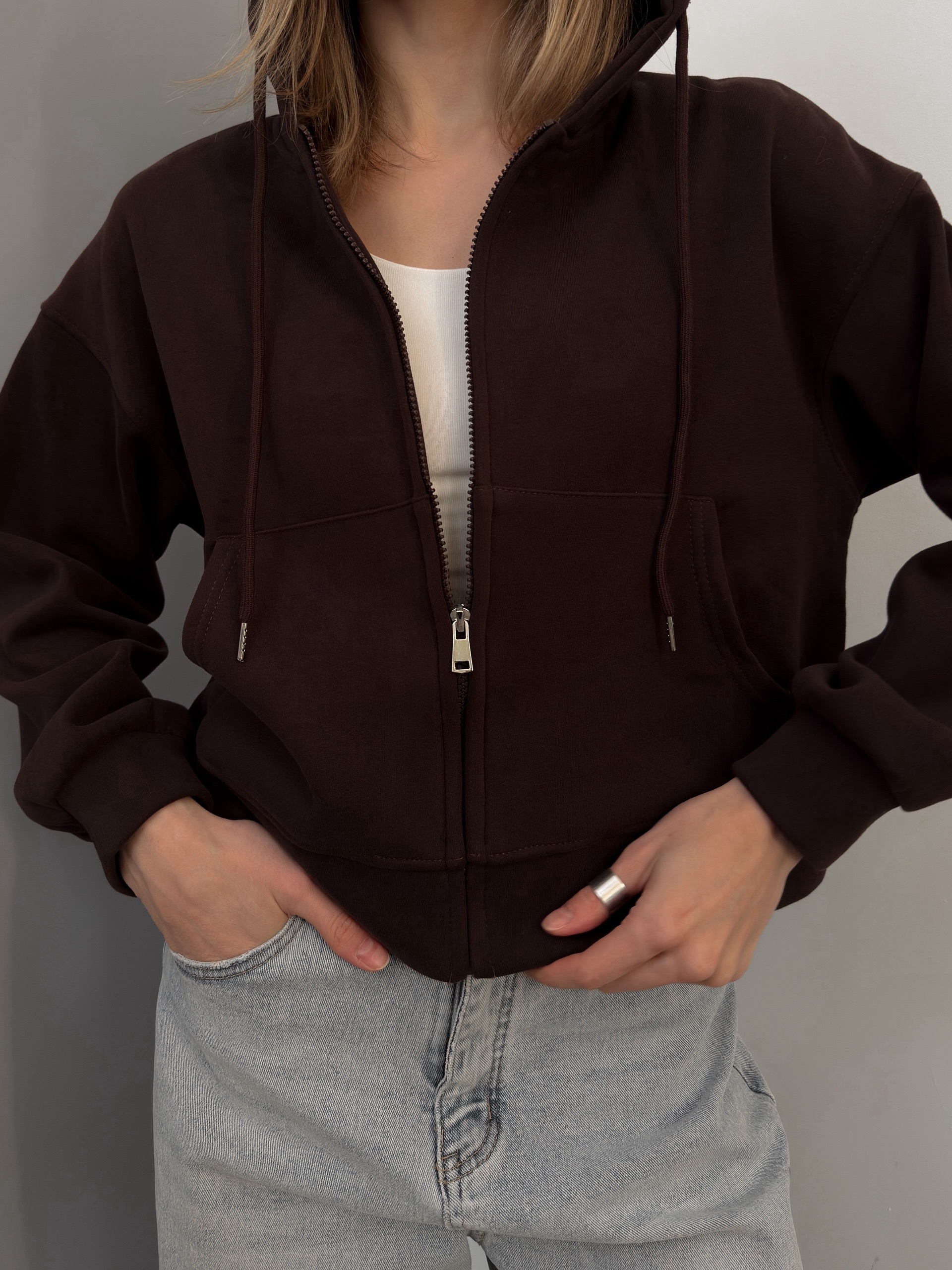 Худи W9095-1 на молнии флис