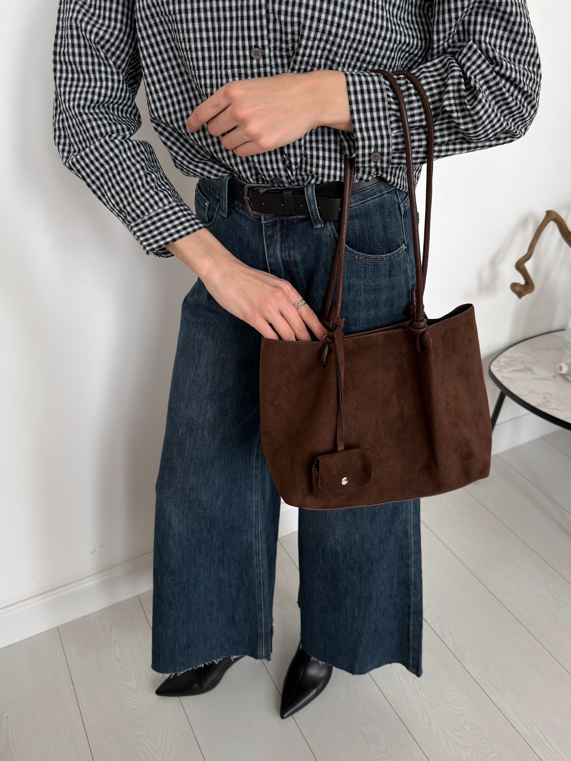 Сумка замша мешочек 9898