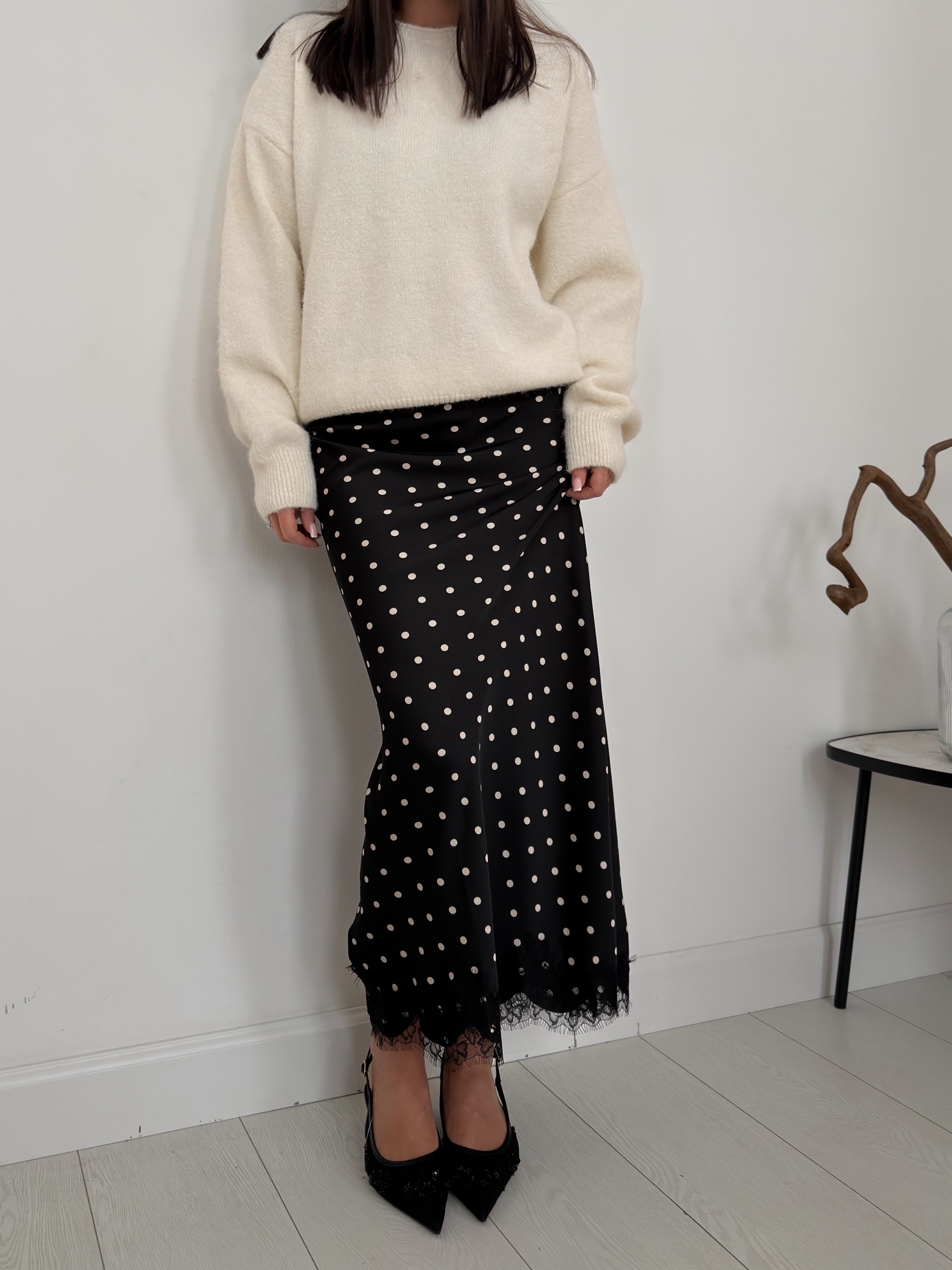 Юбка W166-5 в горошек кружево