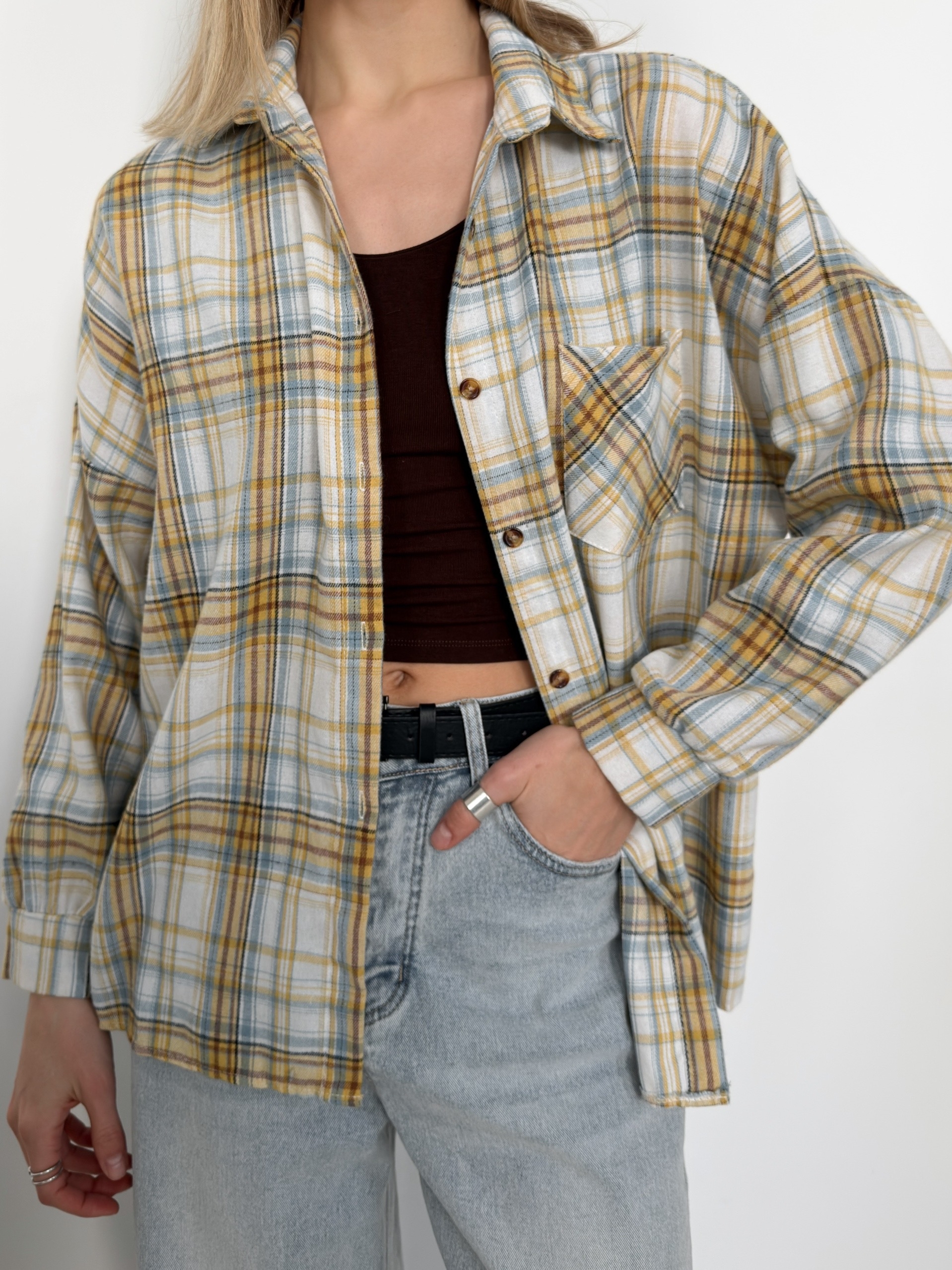 Рубашка клетка 601 на пуговках