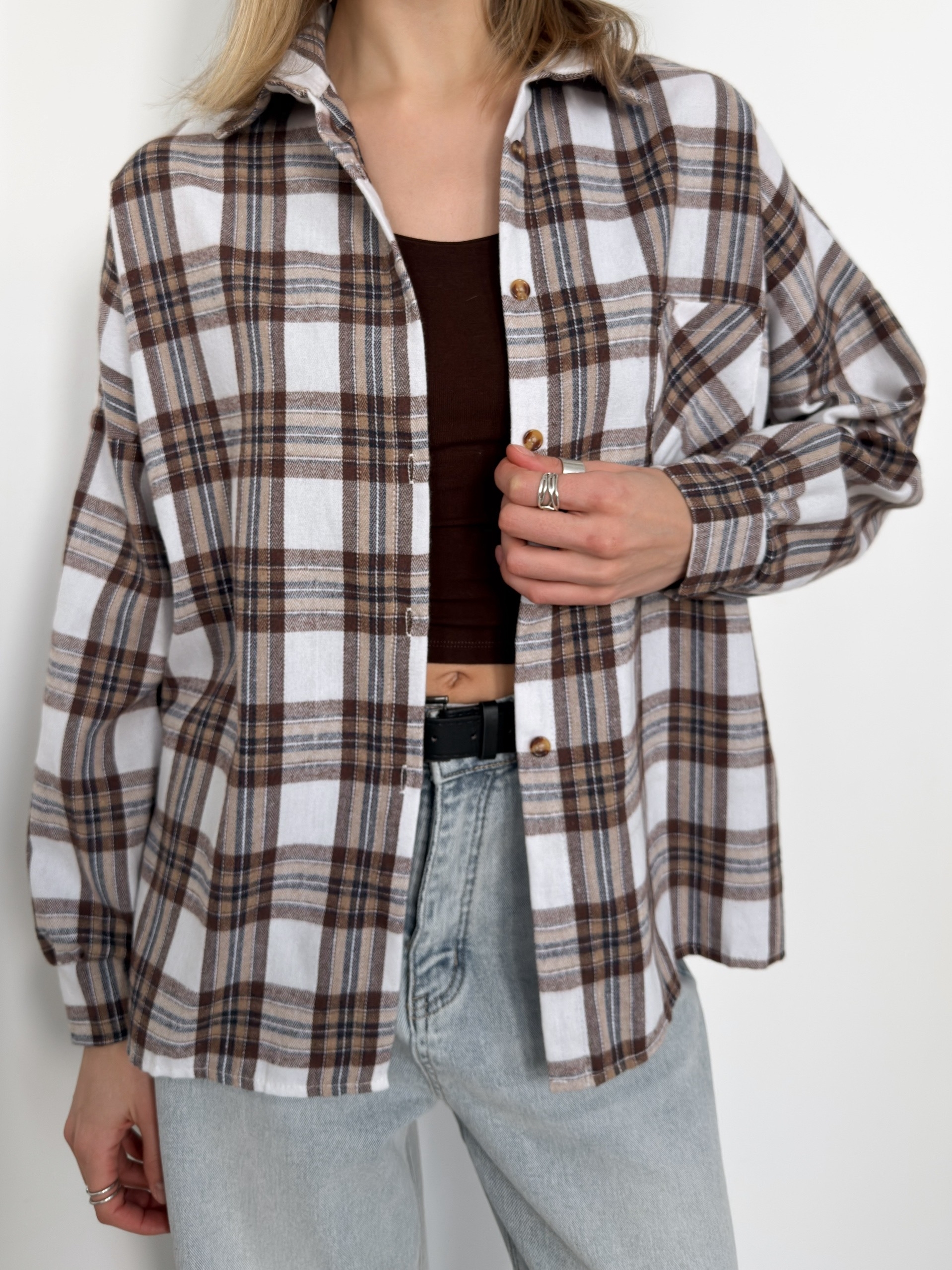 Рубашка клетка 601 на пуговках