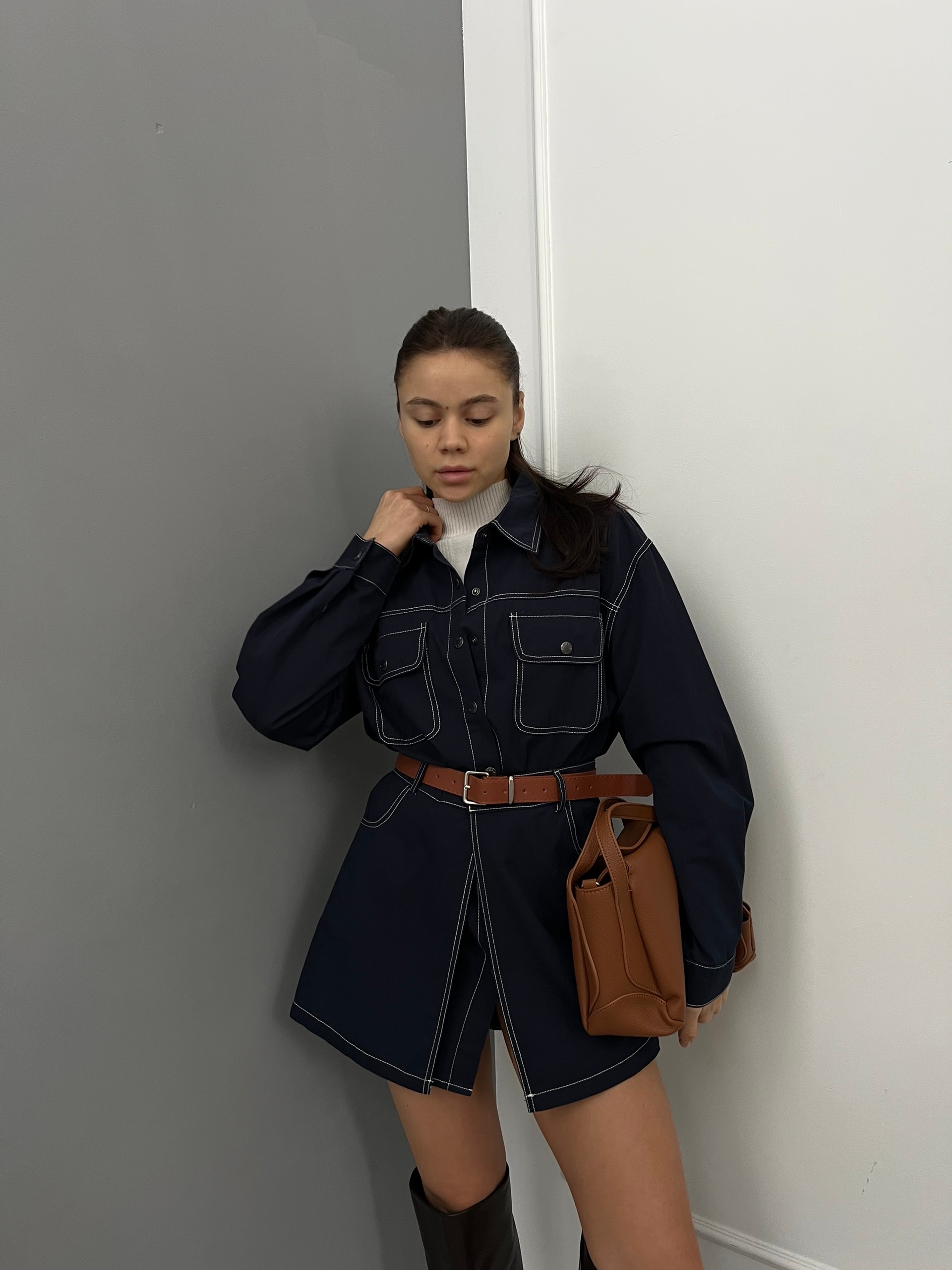 Платье джинс с баской 7918 CY