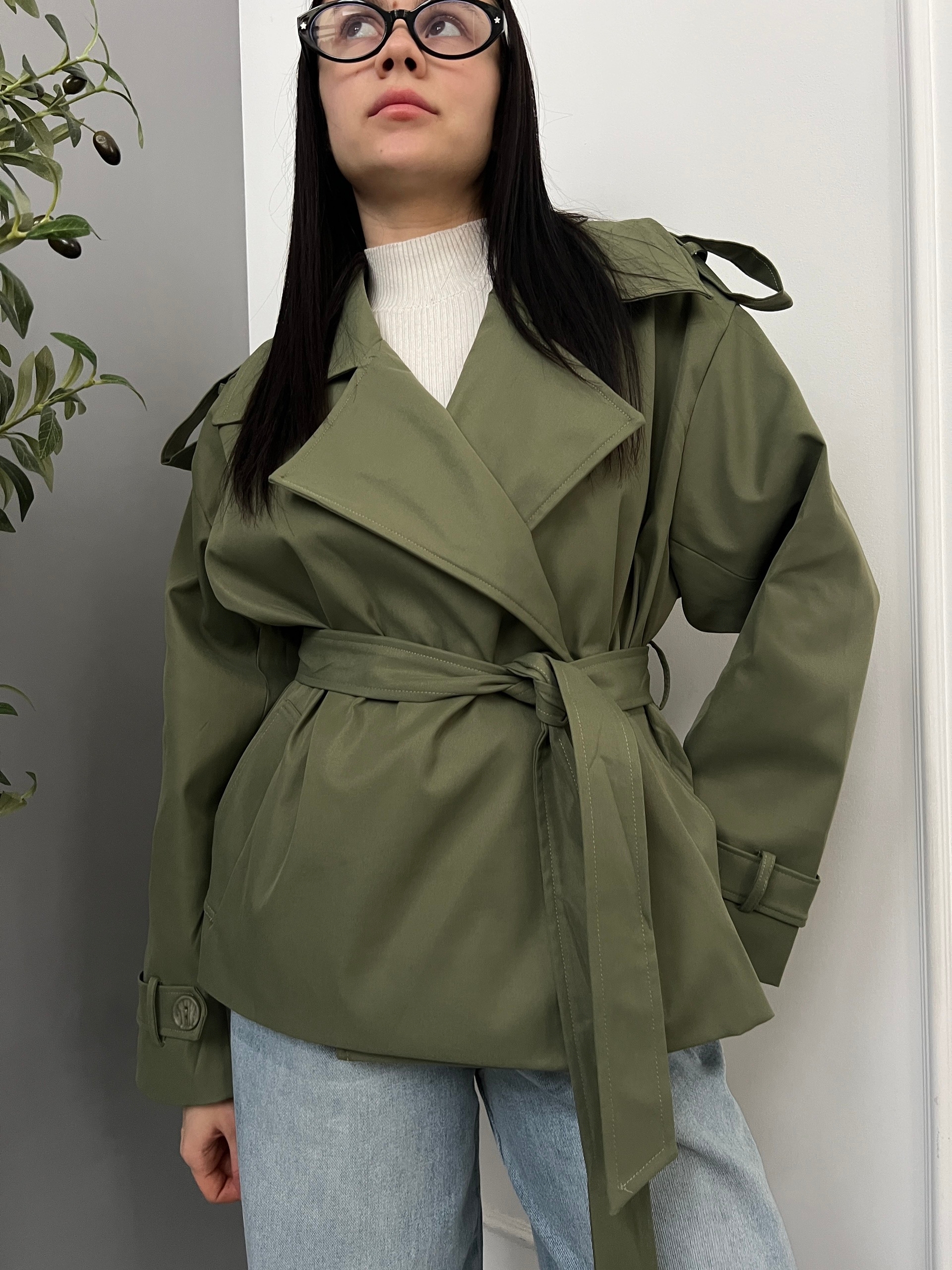 Тренч Cherry укороченный плотная ткань