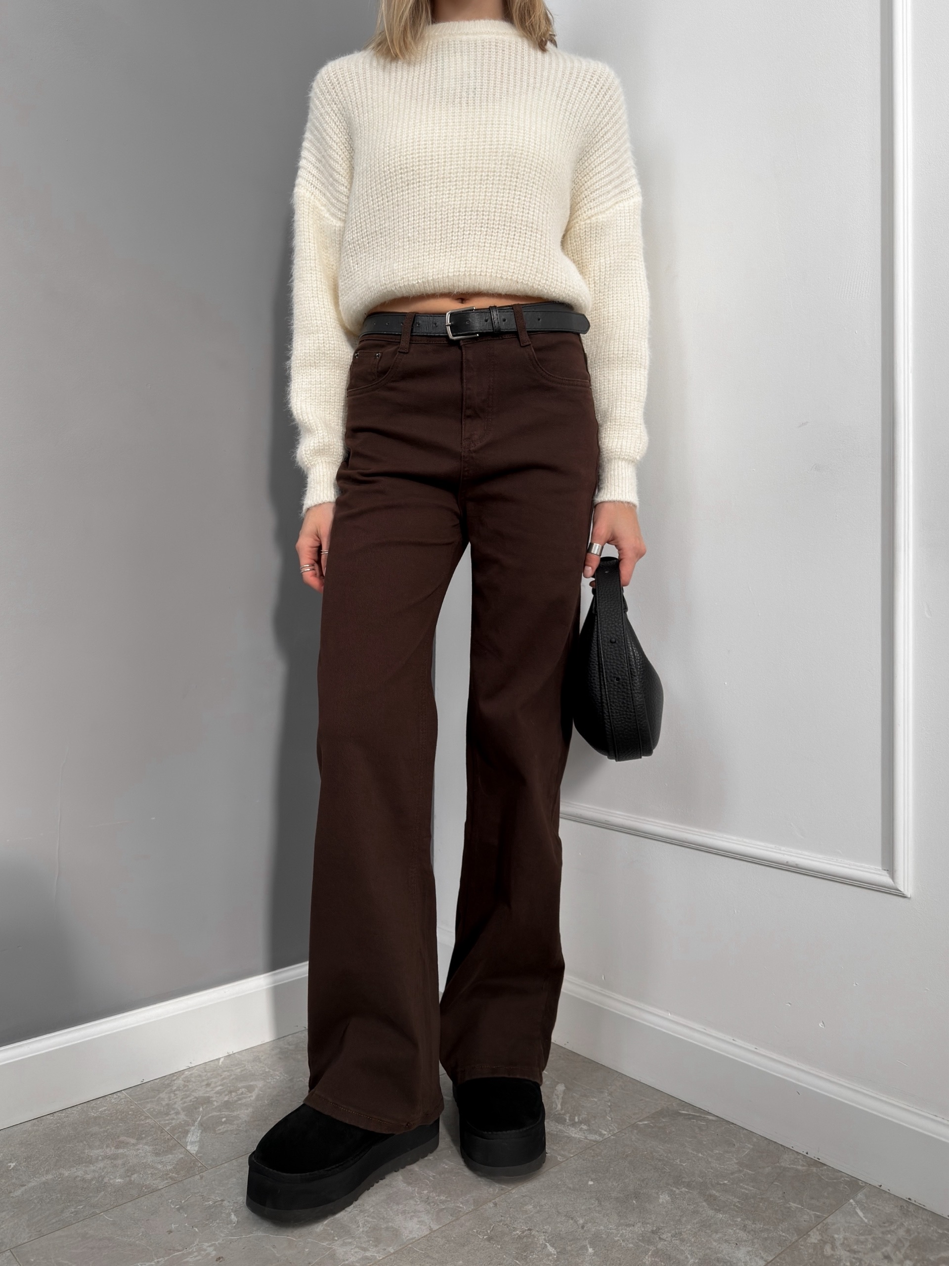 Джинсы E5917 клеш утепленные