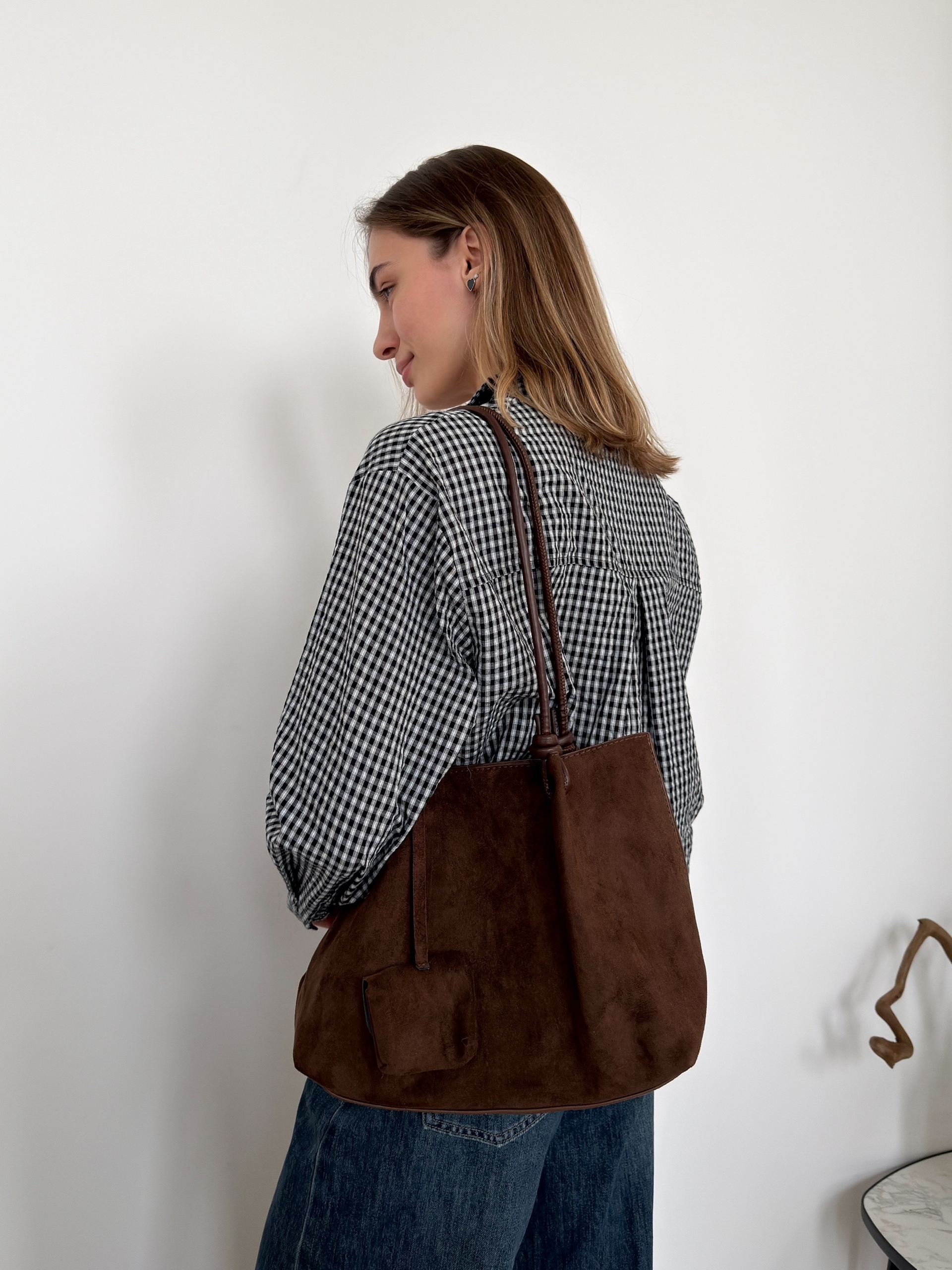 Сумка замша мешочек 9898