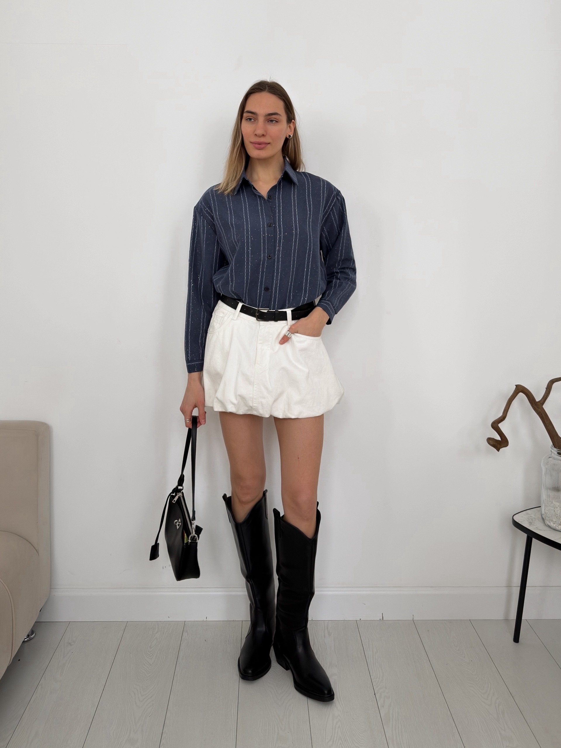 Рубашка OY 184 узор+ блестки