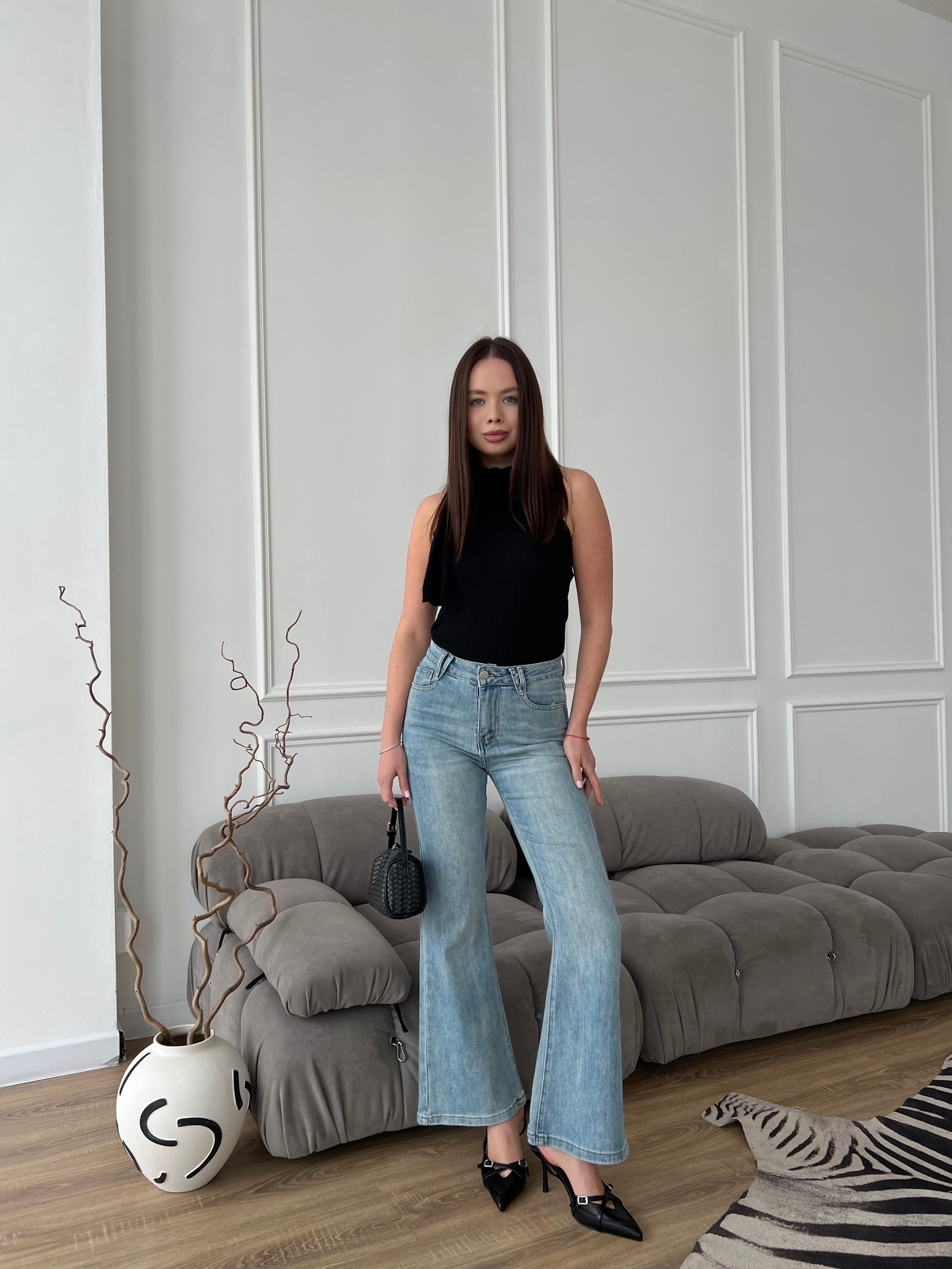 Джинсы YJY 2281-1 клеш отертости