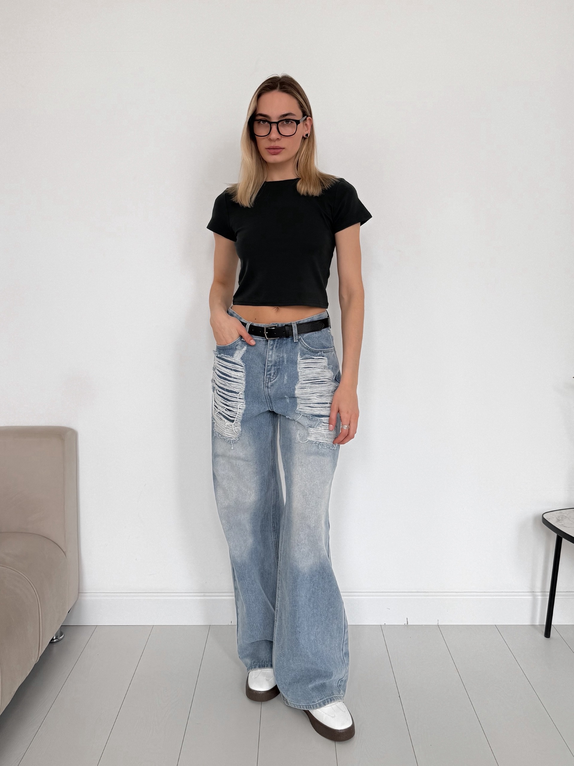 Футболка Korea 695 однотон короткая