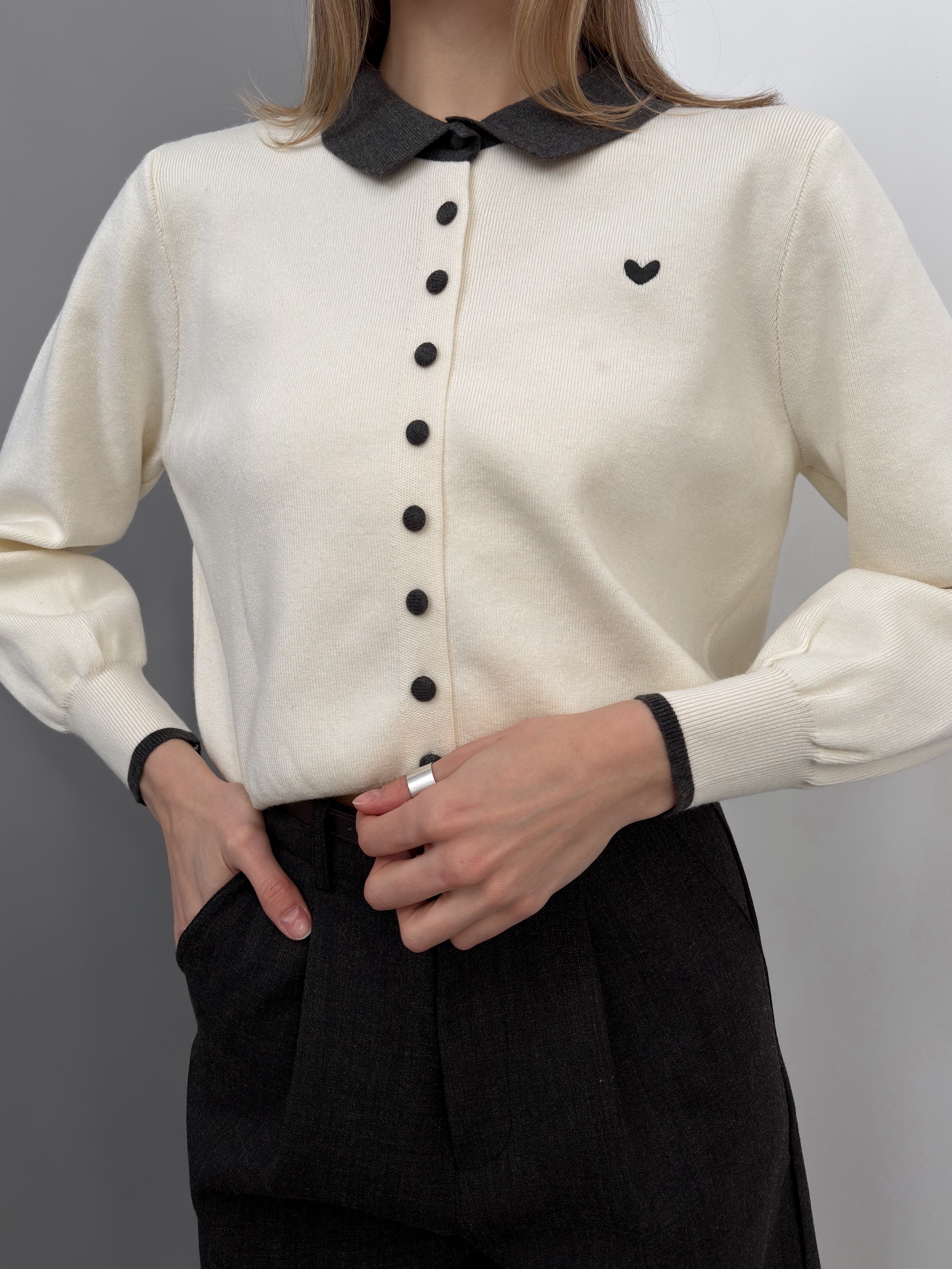 Джемпер 5195 цвет ворот сердечко