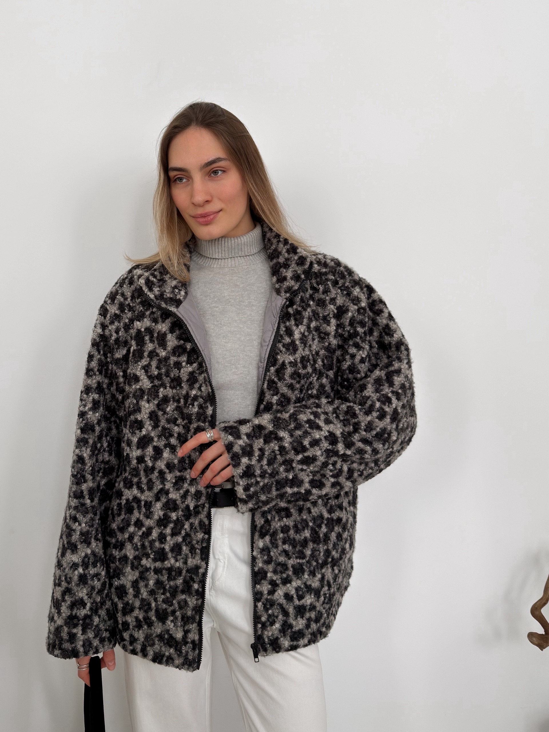 Шубка China 32658 принт лео затяжка внизу