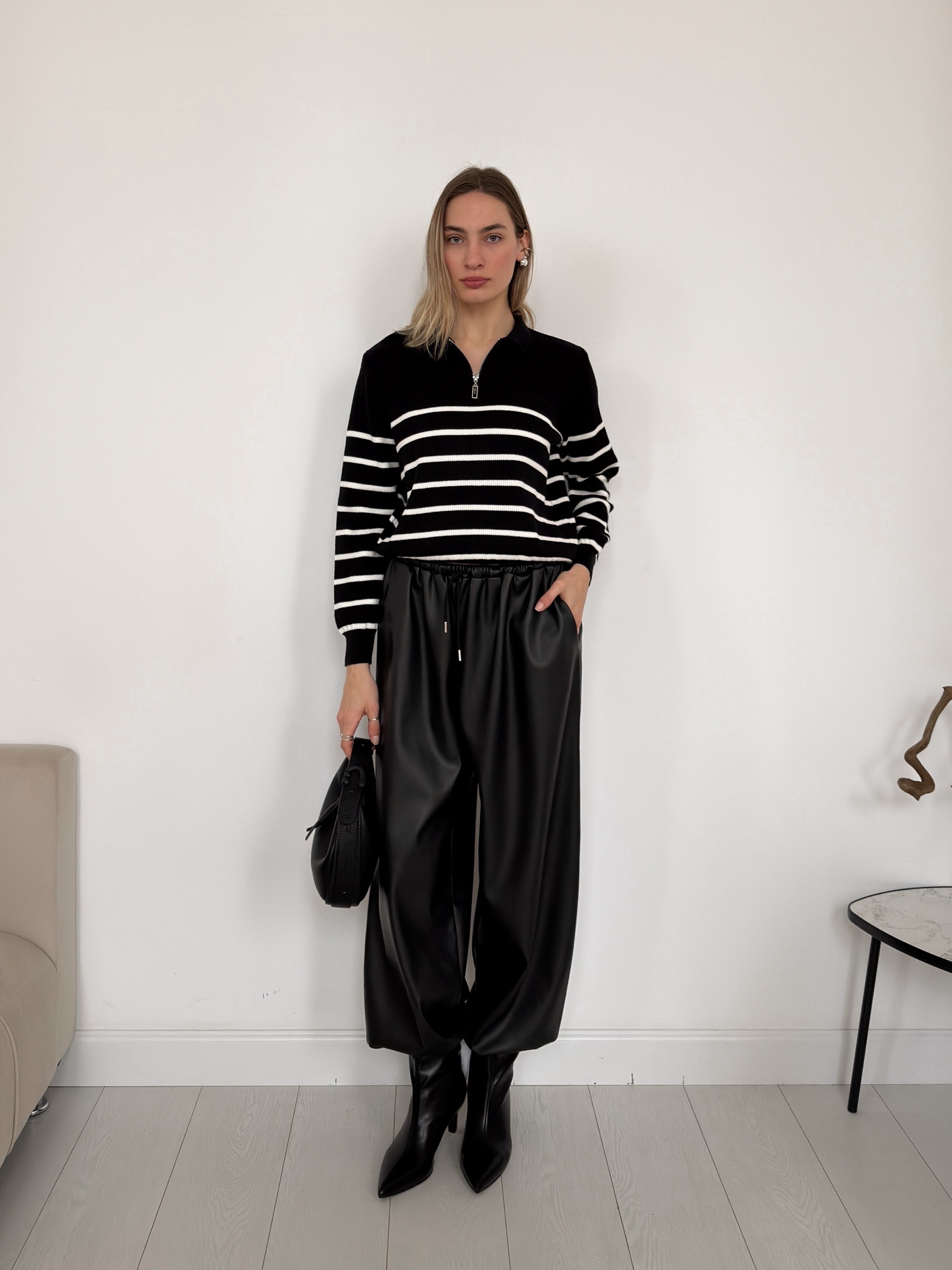 Джемпер S2172 ворот на замке полоска