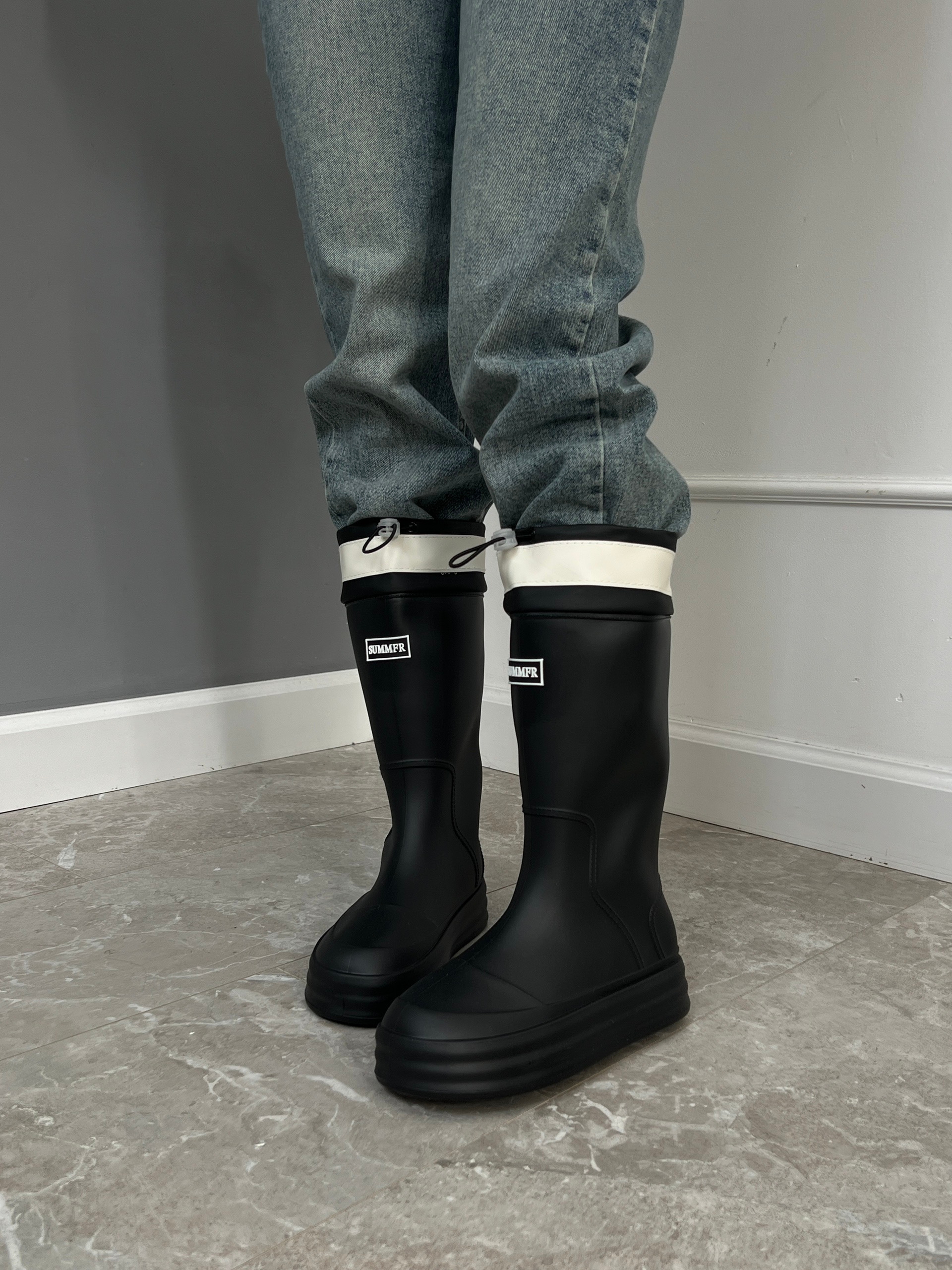 Сапоги M3-3 резиновые мат затяжка белая