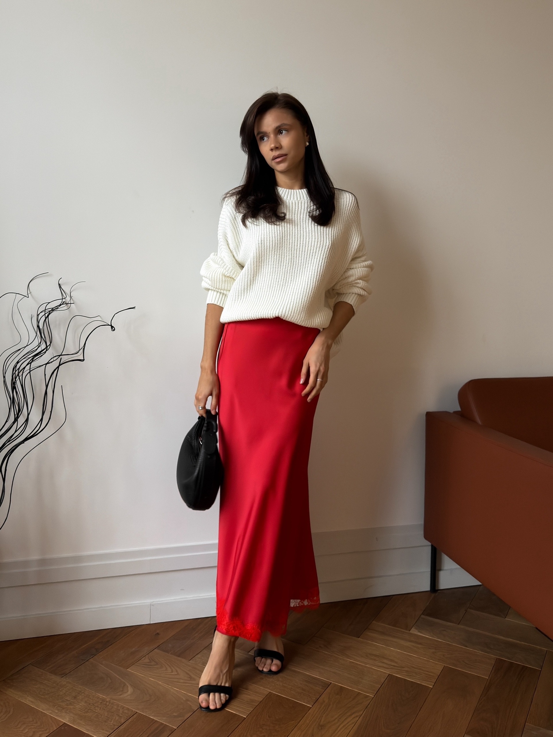 Юбка AZIZA 0181 атлас кружево+резинка